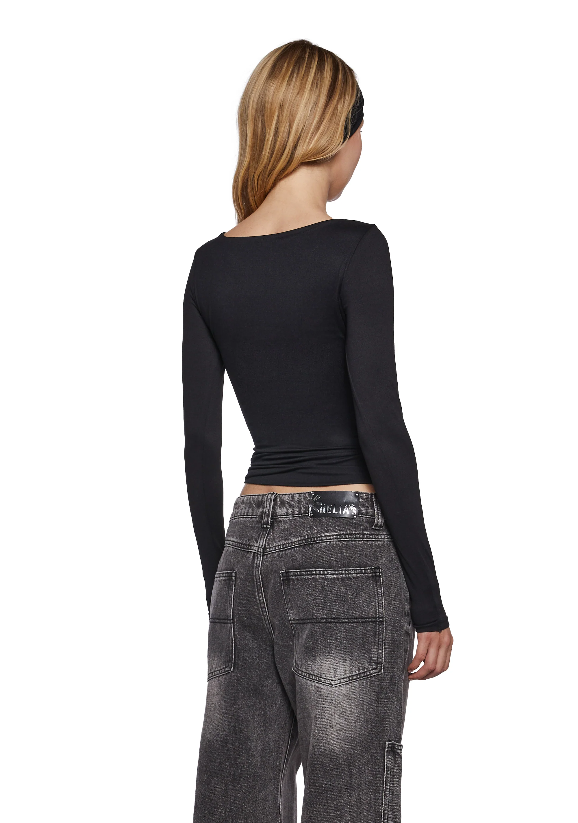 Demure Stare Top With Headband - Black - Image 4