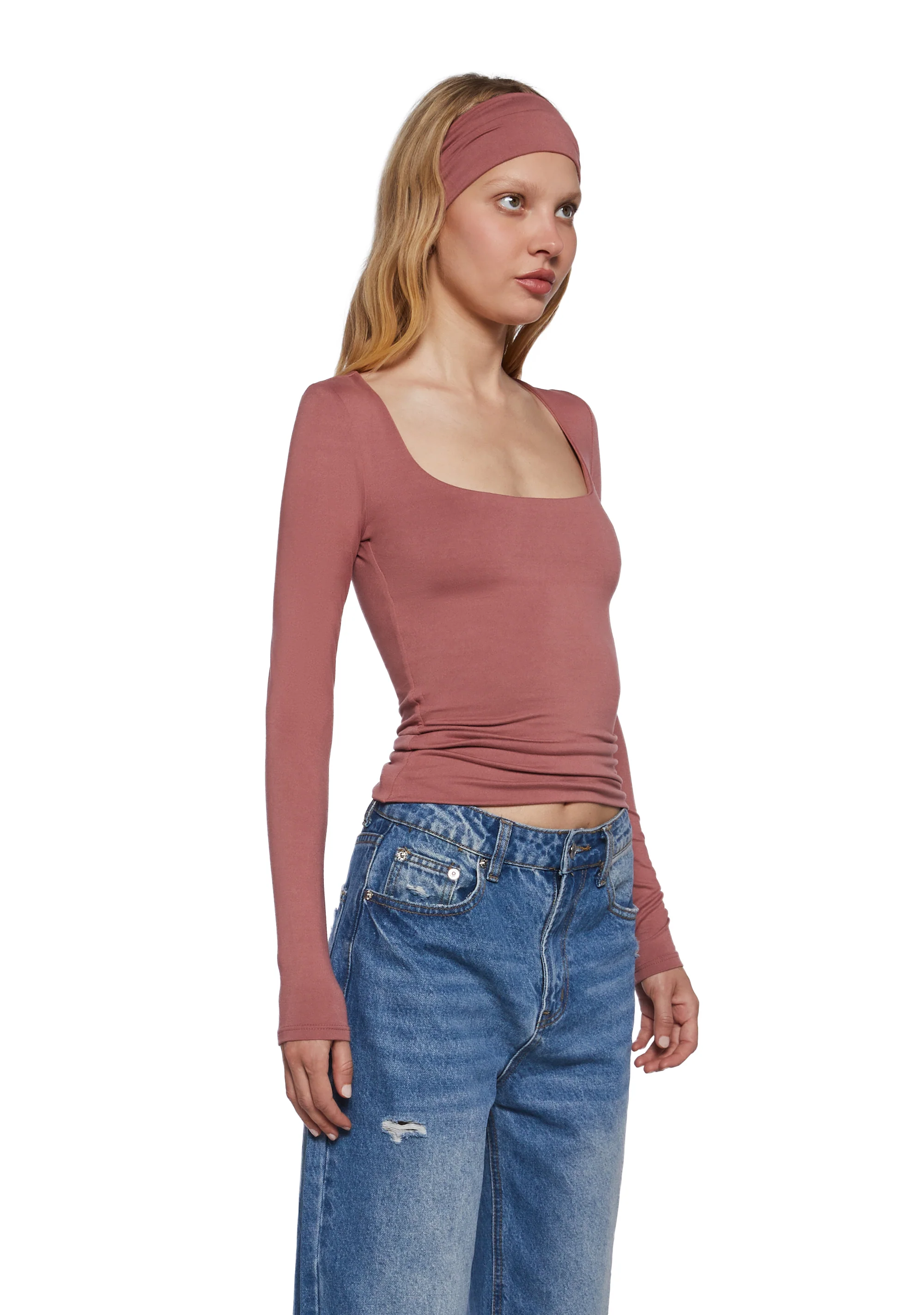 Demure Stare Top With Headband - Pink - Image 3