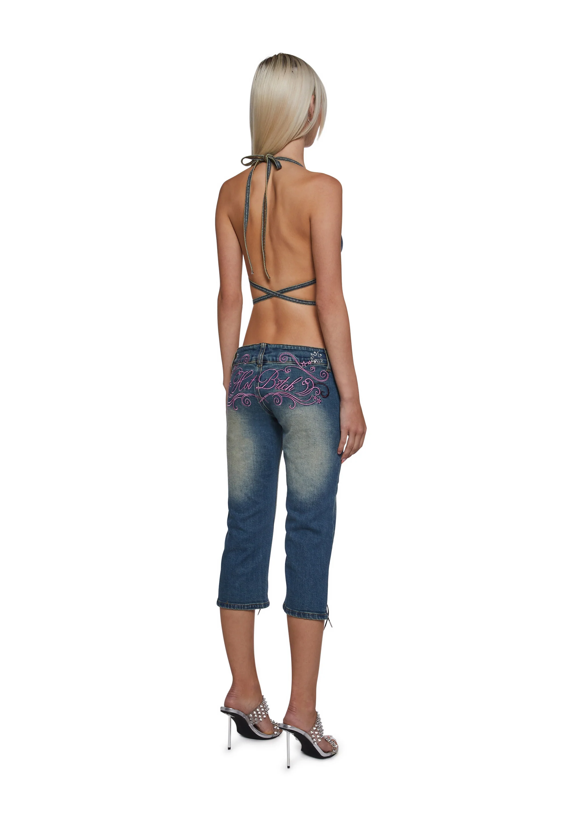 Denim Detachable Capri Jumpsuit - Image 4