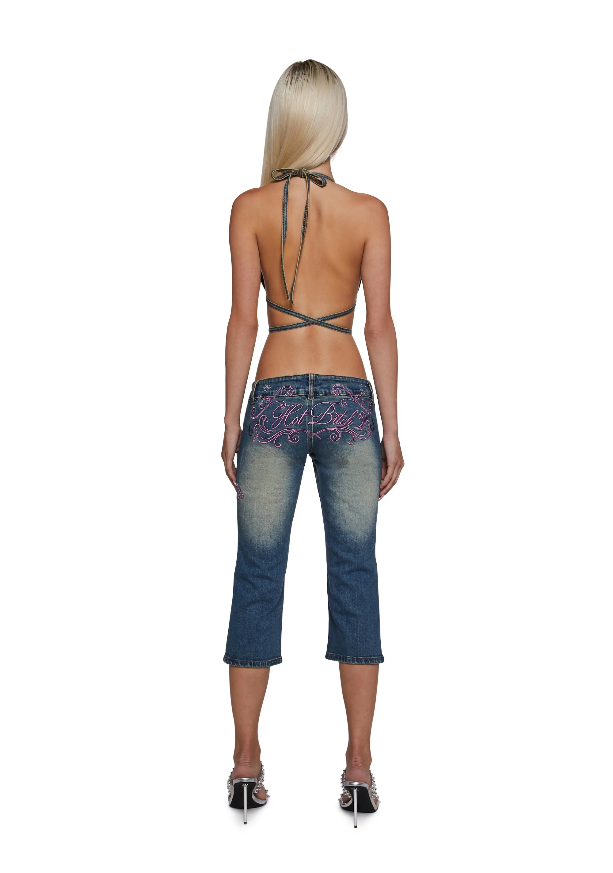 Denim Detachable Capri Jumpsuit - Image 7