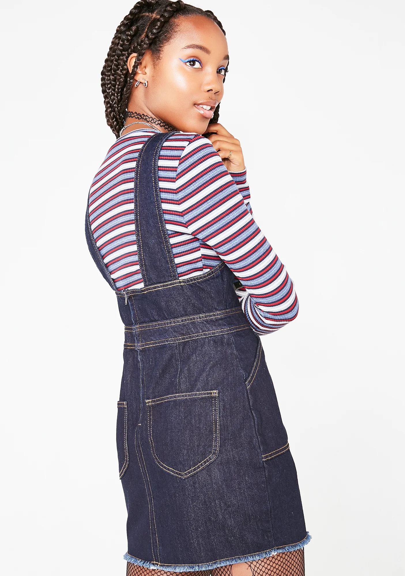 Denim Overall Dress - Image 4