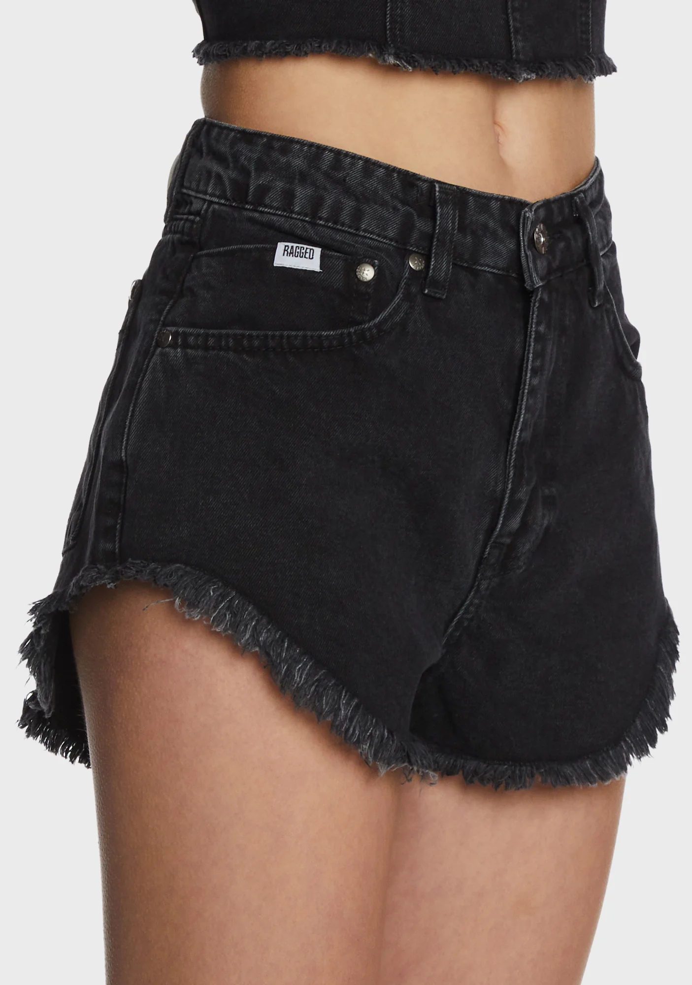 Denim Short Shorts - Charcoal - Image 2