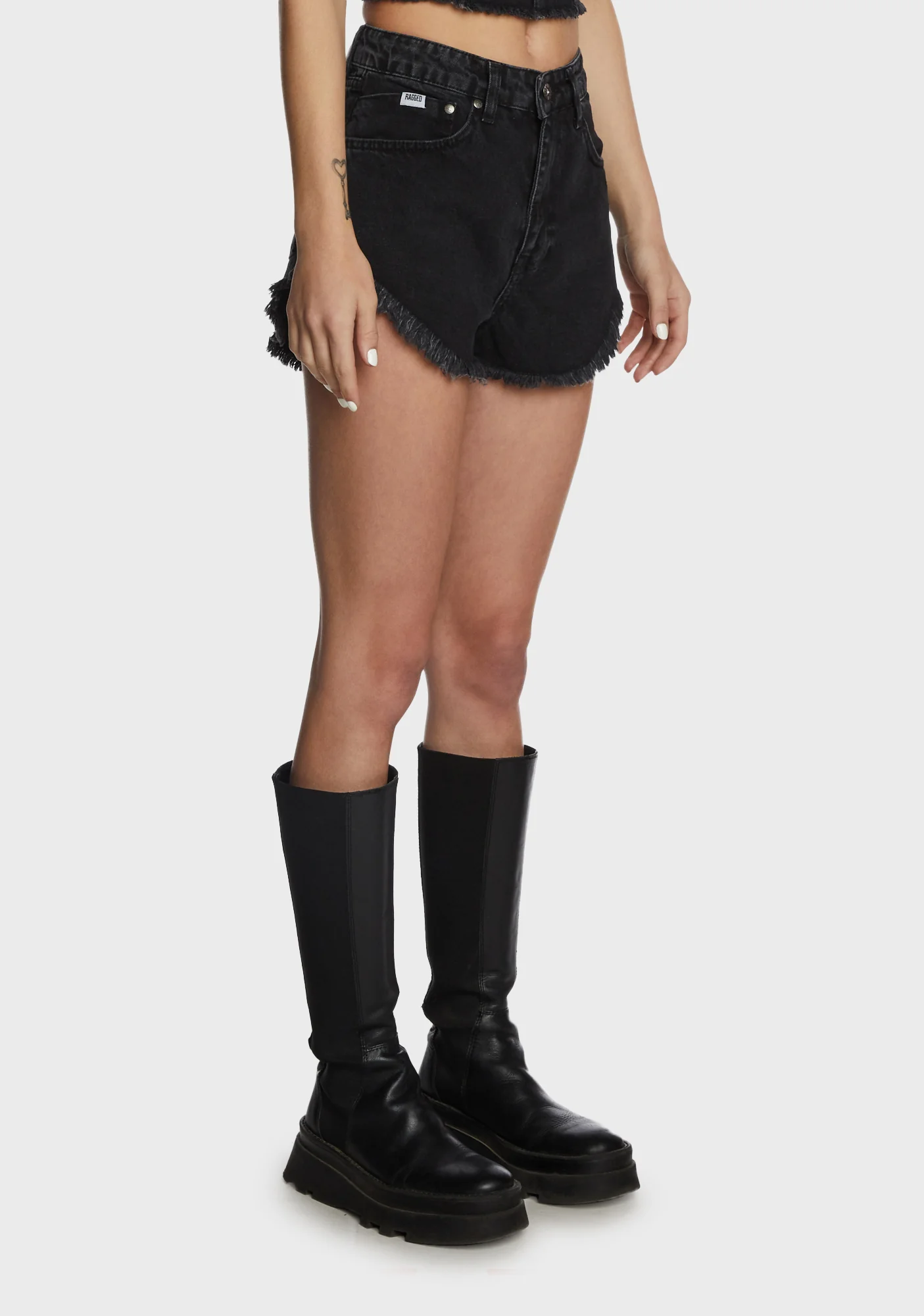 Denim Short Shorts - Charcoal - Image 3