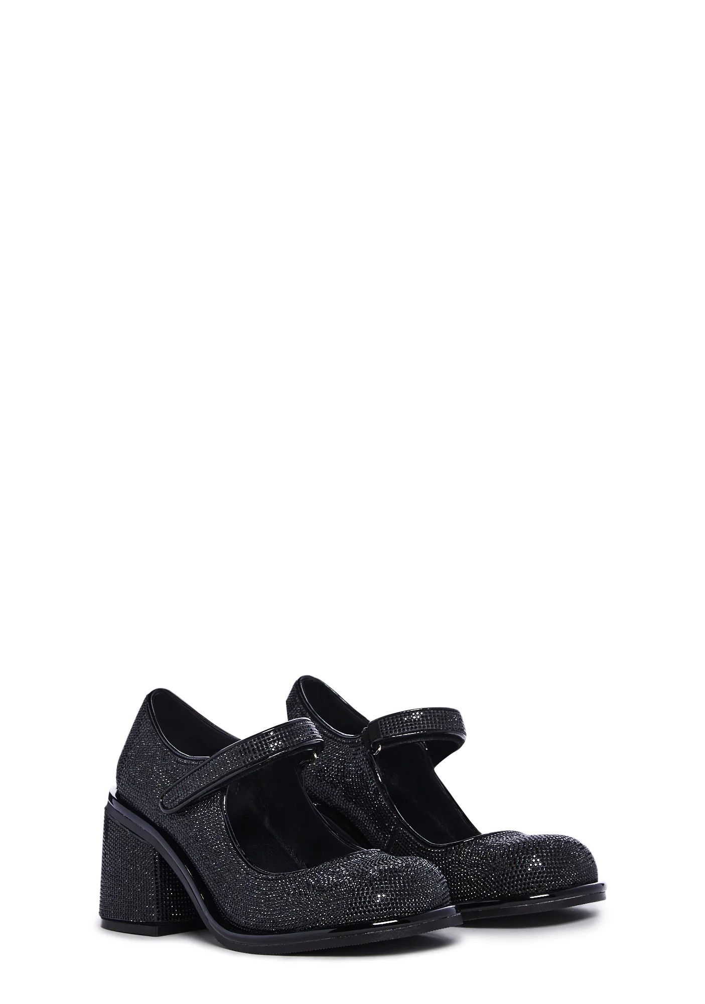 Desire Me Rhinestone Mary Janes - Black - Image 3