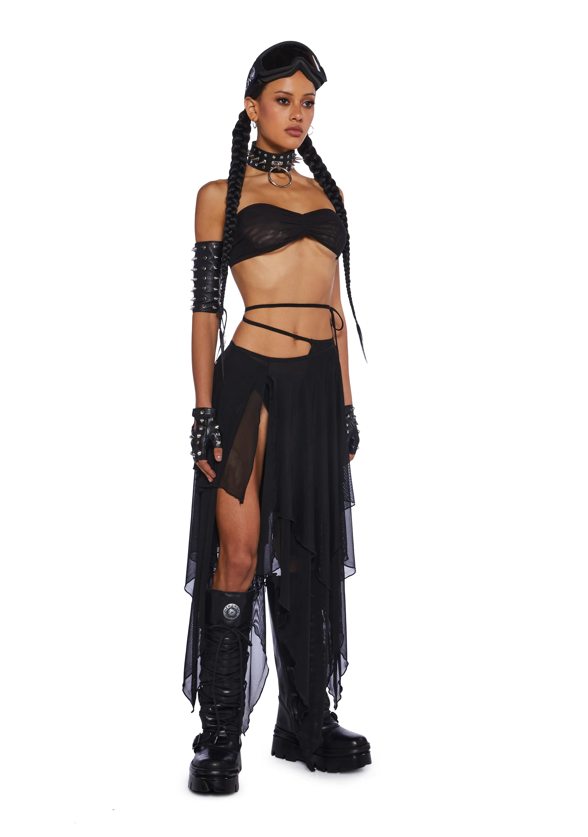 Desolate Dystopia Midi Skirt - Black - Image 3