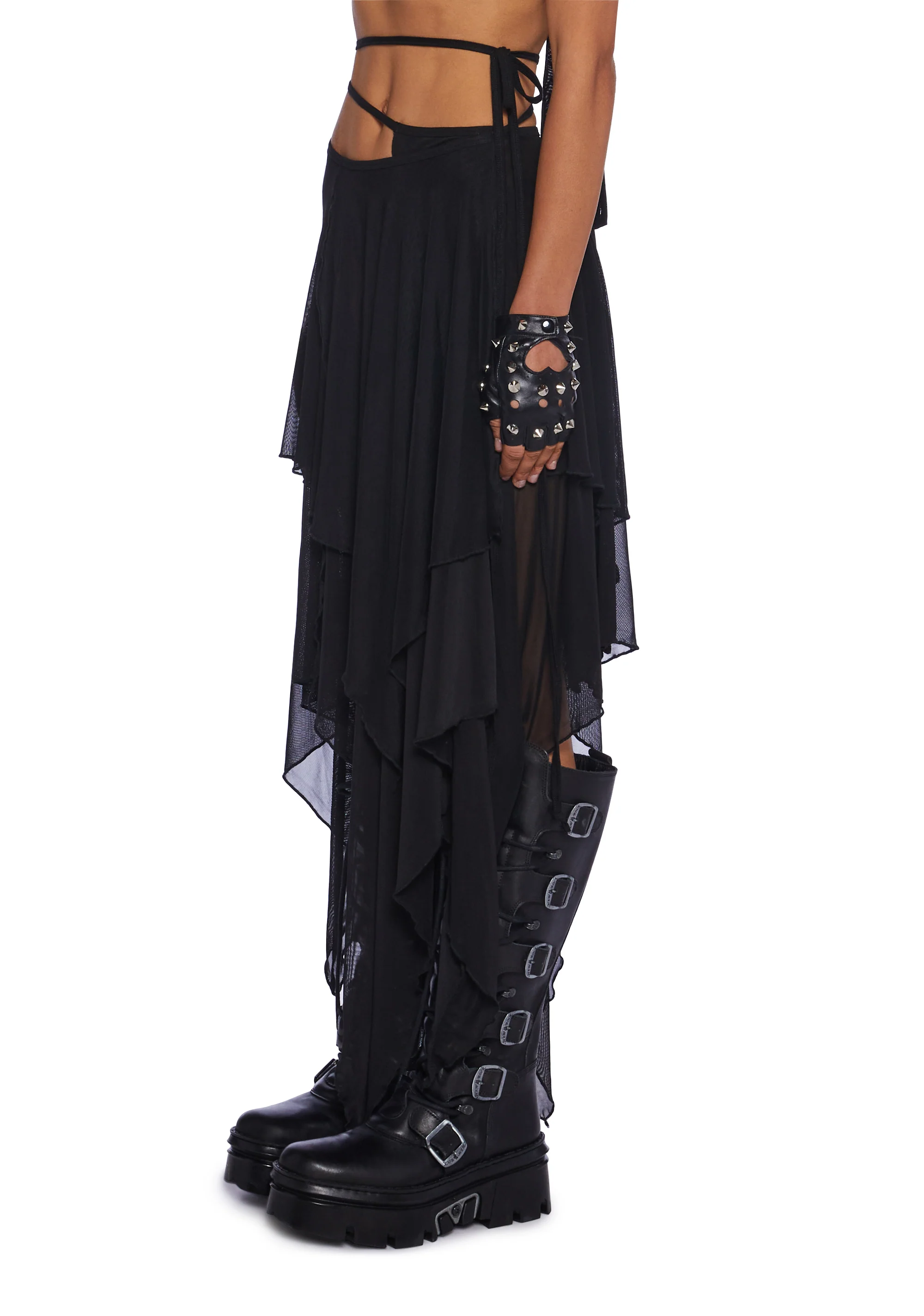 Desolate Dystopia Midi Skirt - Black - Image 5