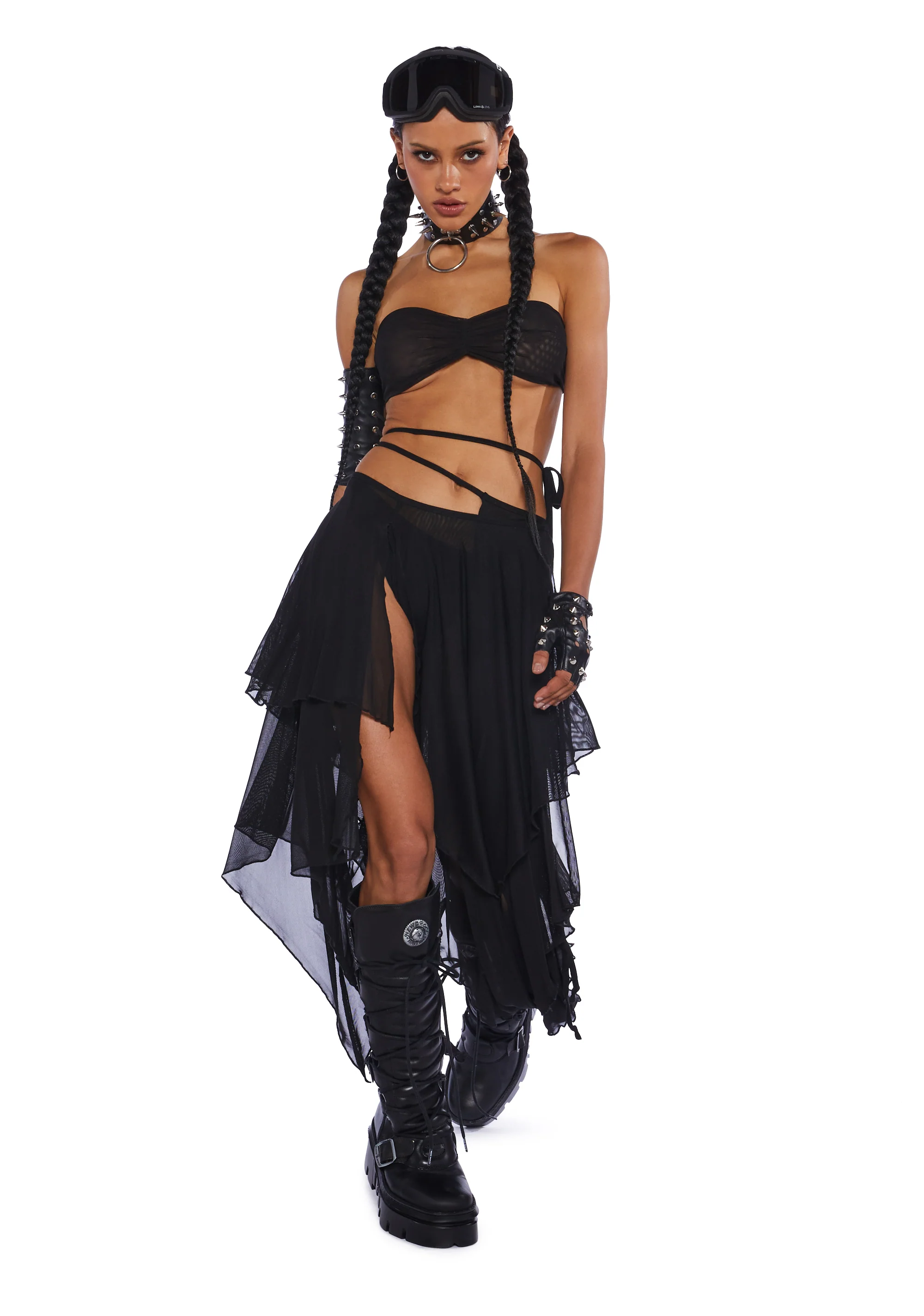 Desolate Dystopia Midi Skirt - Black - Image 6