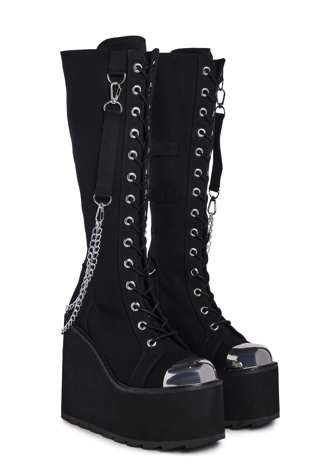 Detention Bondage Platform Boots - Black/Silver - Image 3