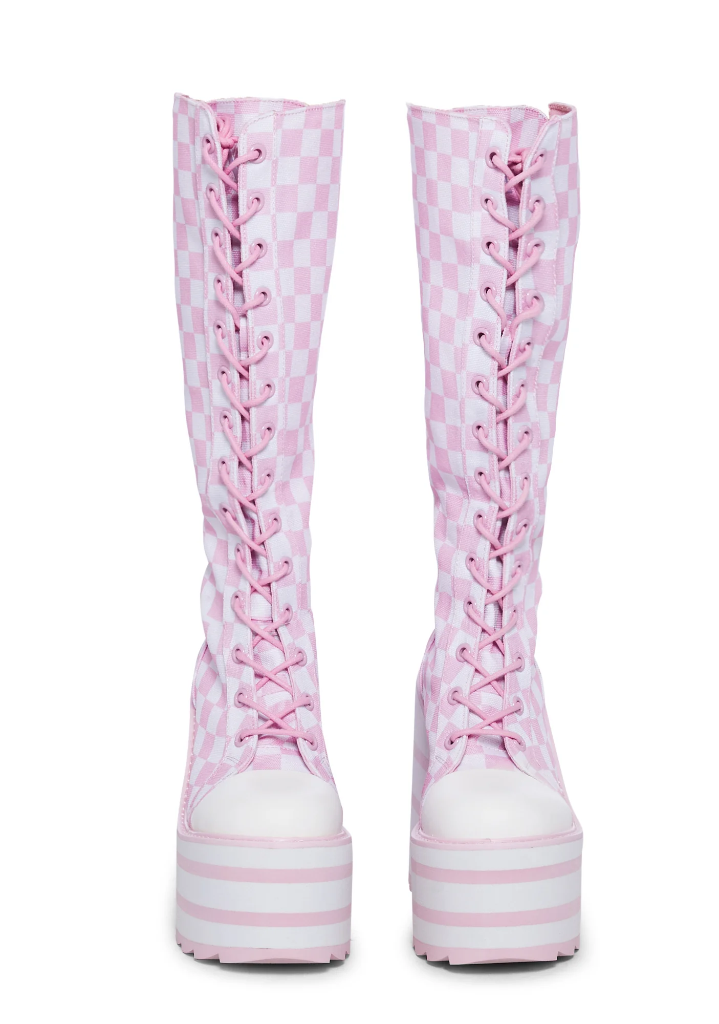 Detention Bondage Platform Boots - Pink Checkered - Image 3