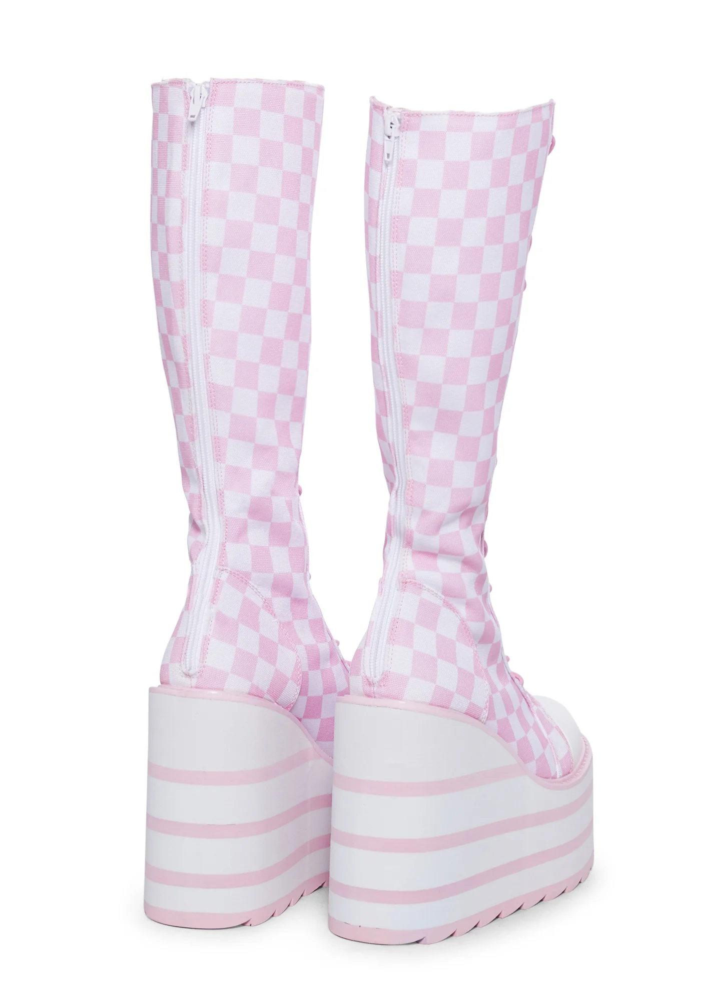 Detention Bondage Platform Boots - Pink Checkered - Image 4