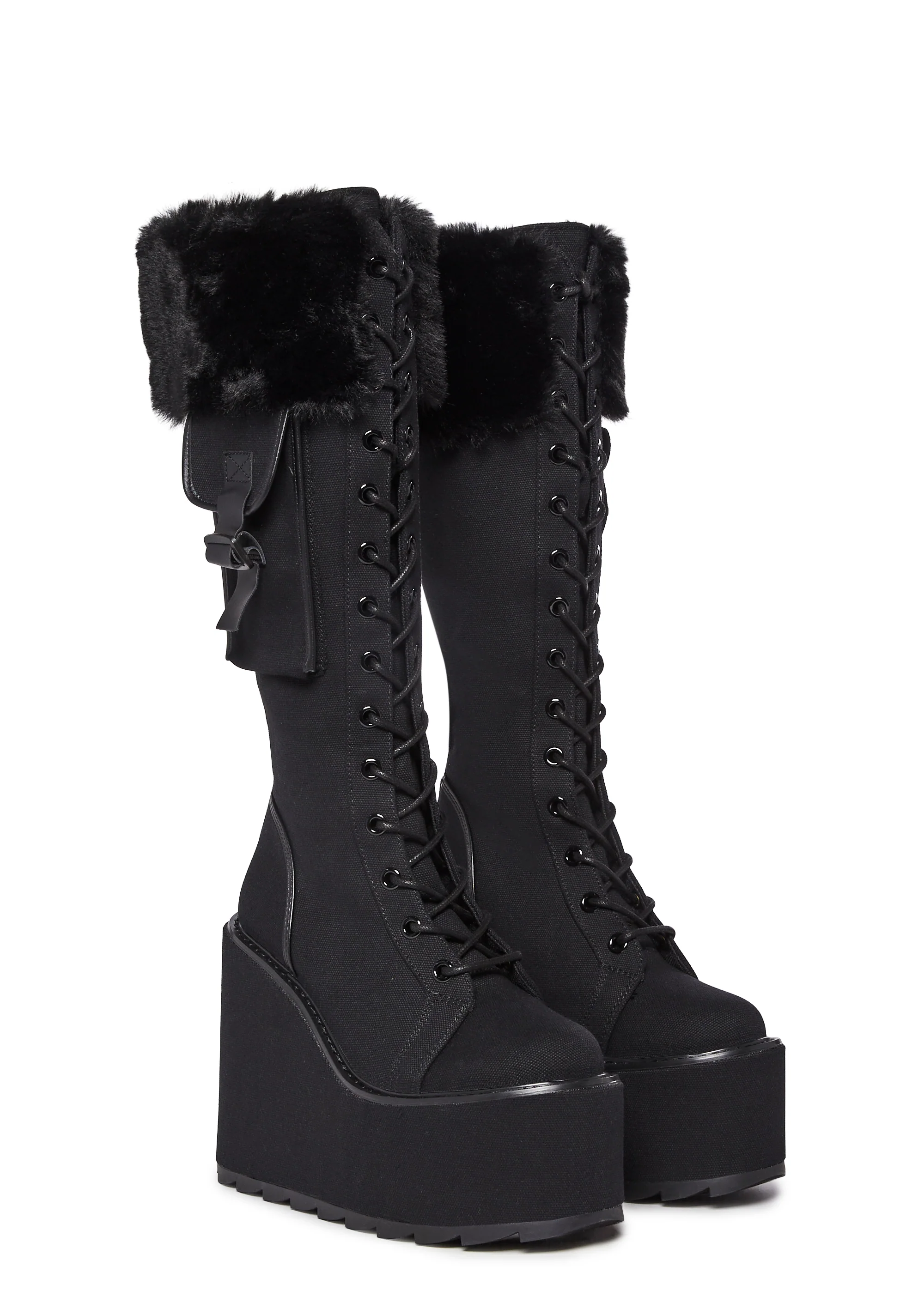 Detention Platform Boots - Black Fur - Image 2