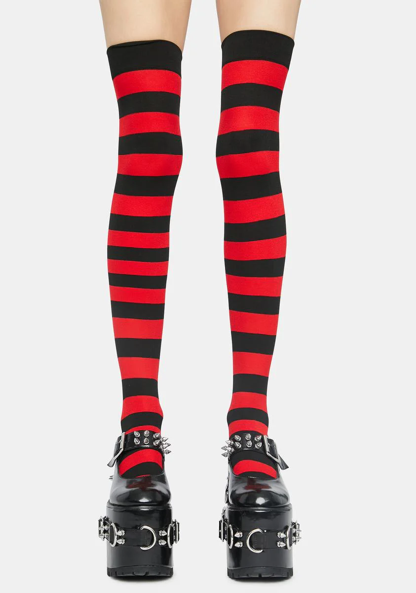 Devil Make U Pay Striped Thigh Highs - Image 2
