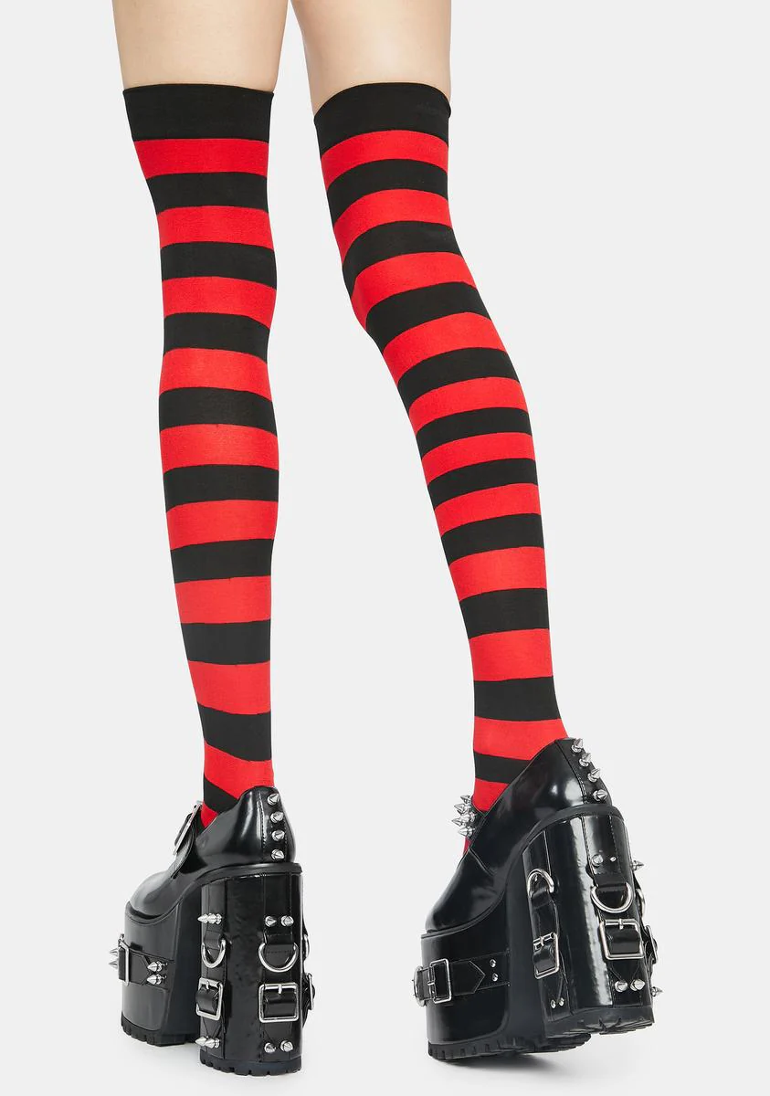 Devil Make U Pay Striped Thigh Highs - Image 3
