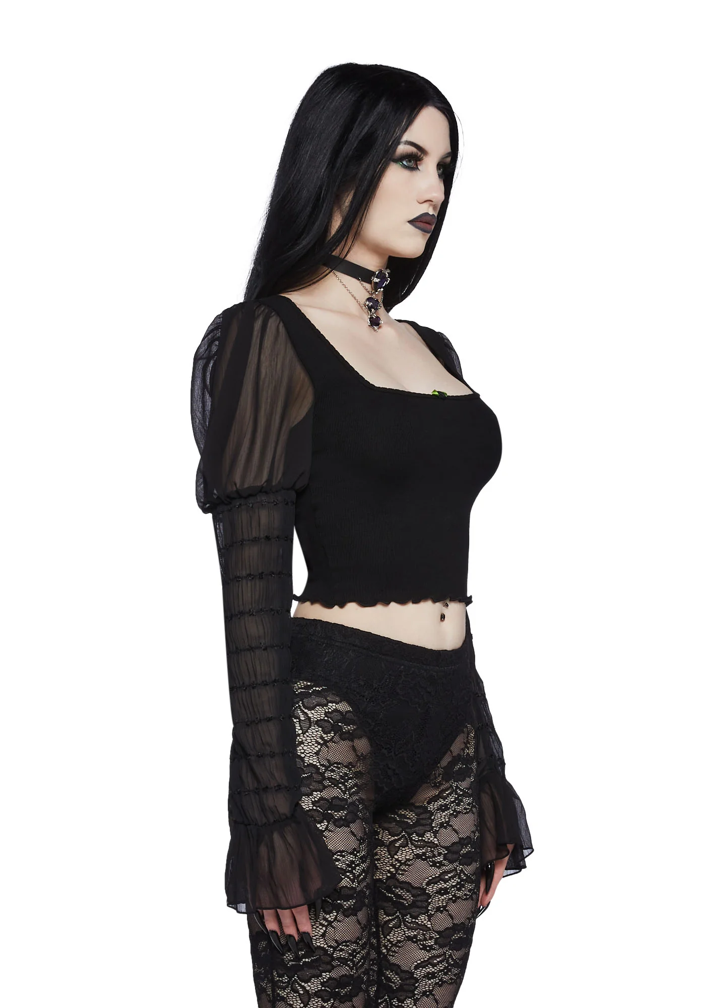 Devoted Dreams Long Sleeve Top - Black - Image 3