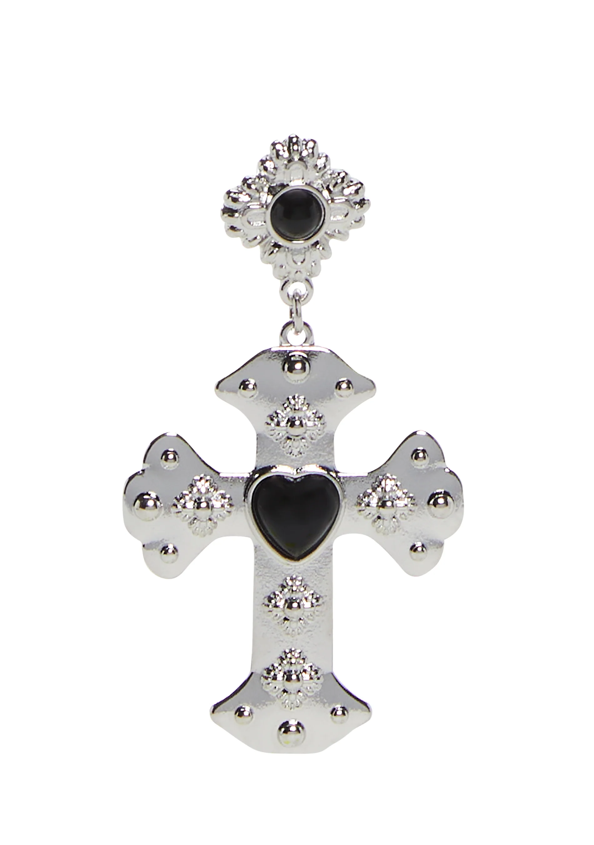 Devoted Heart Cross Drop Earrings - Image 2