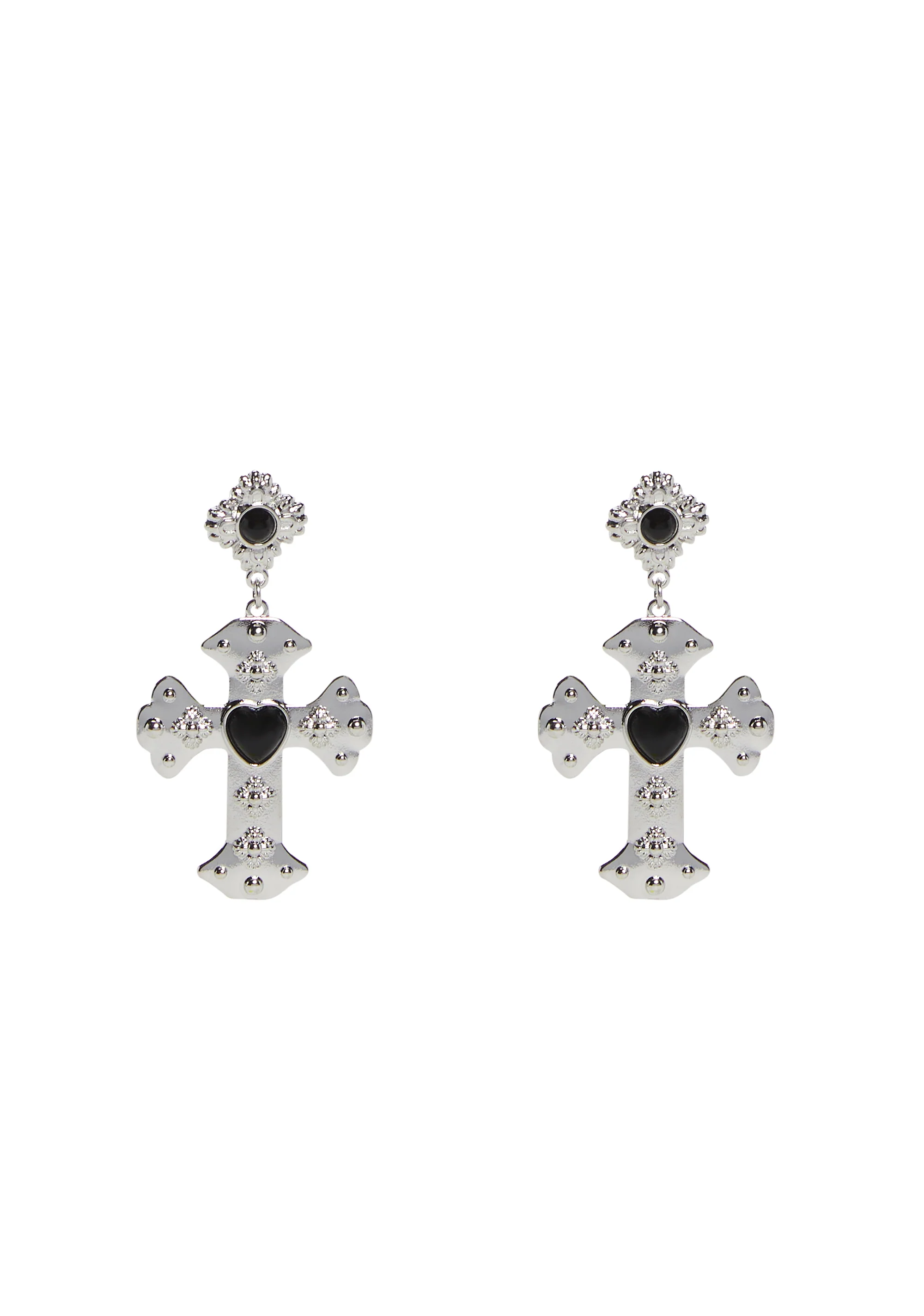 Devoted Heart Cross Drop Earrings - Image 3