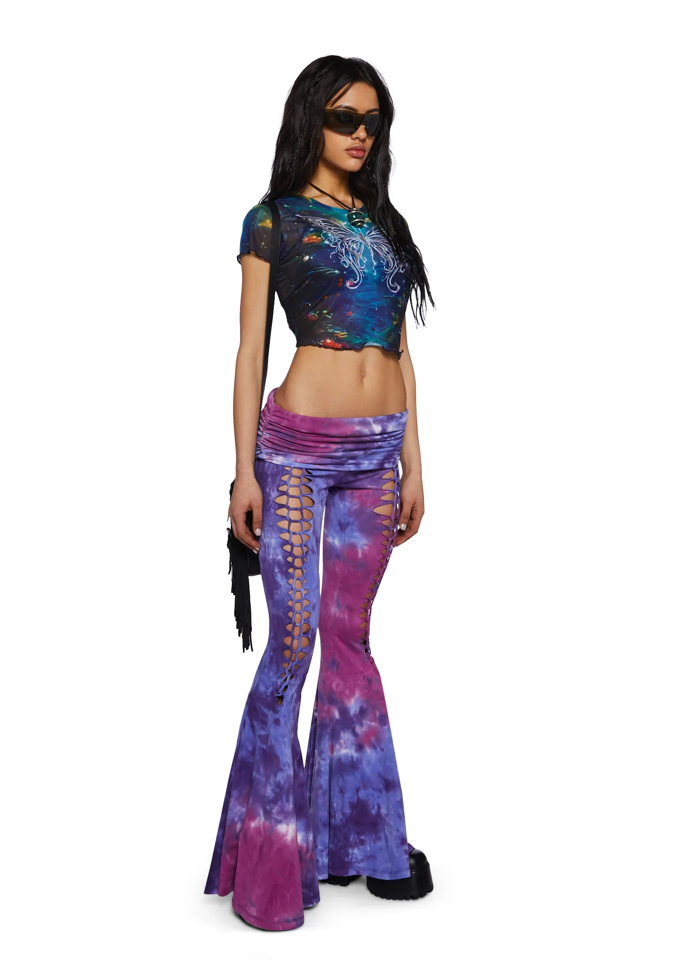 Dew Morning Lace-Up Flare Pants-Tie Dye - Image 2