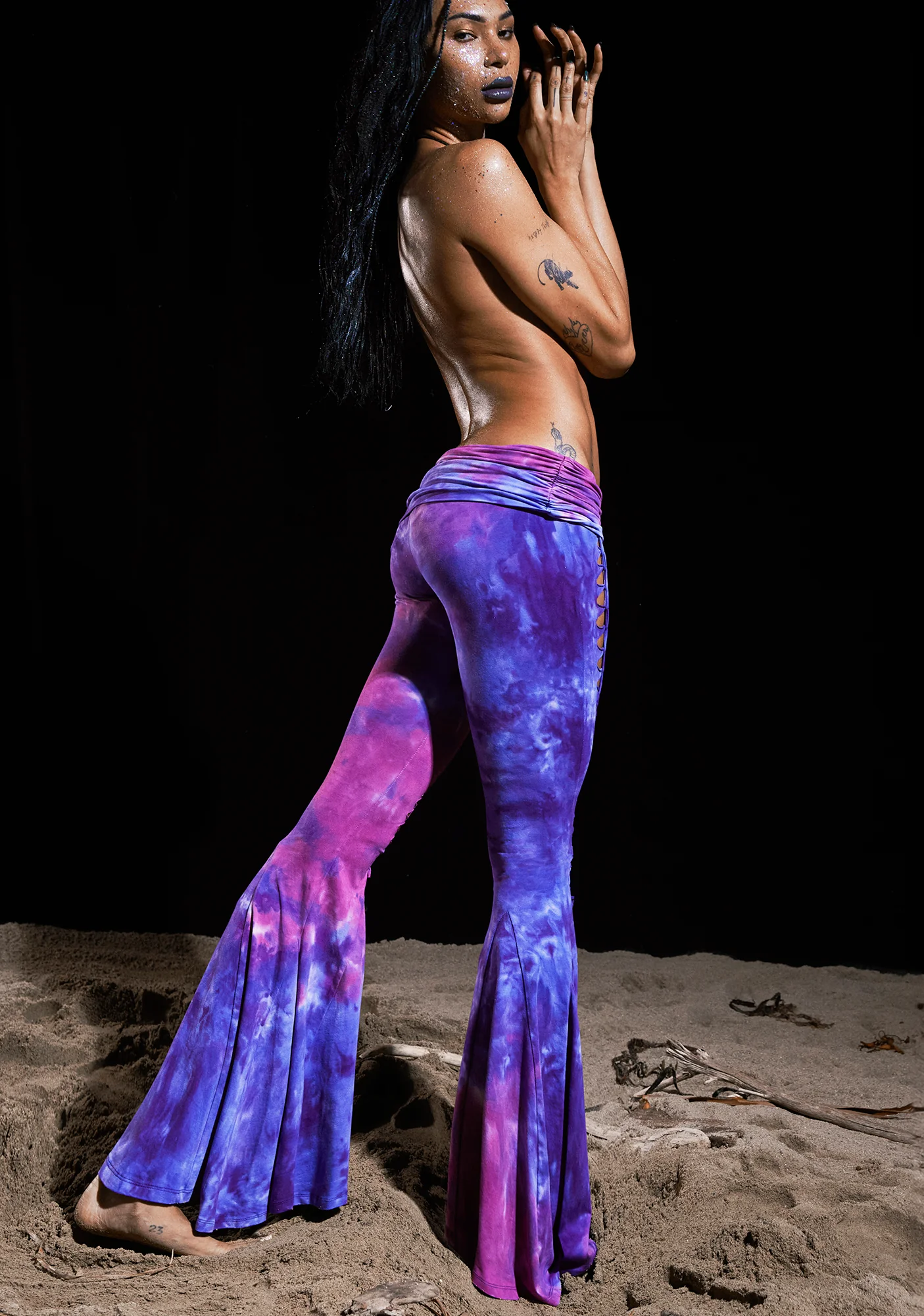Dew Morning Lace-Up Flare Pants-Tie Dye - Image 6
