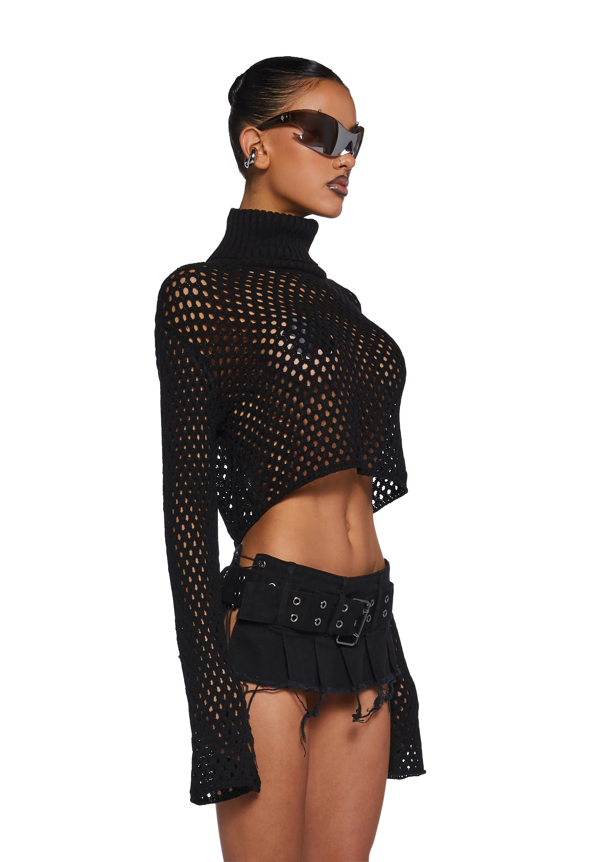 Diatonic Fishnet Cropped Sweater - Image 3