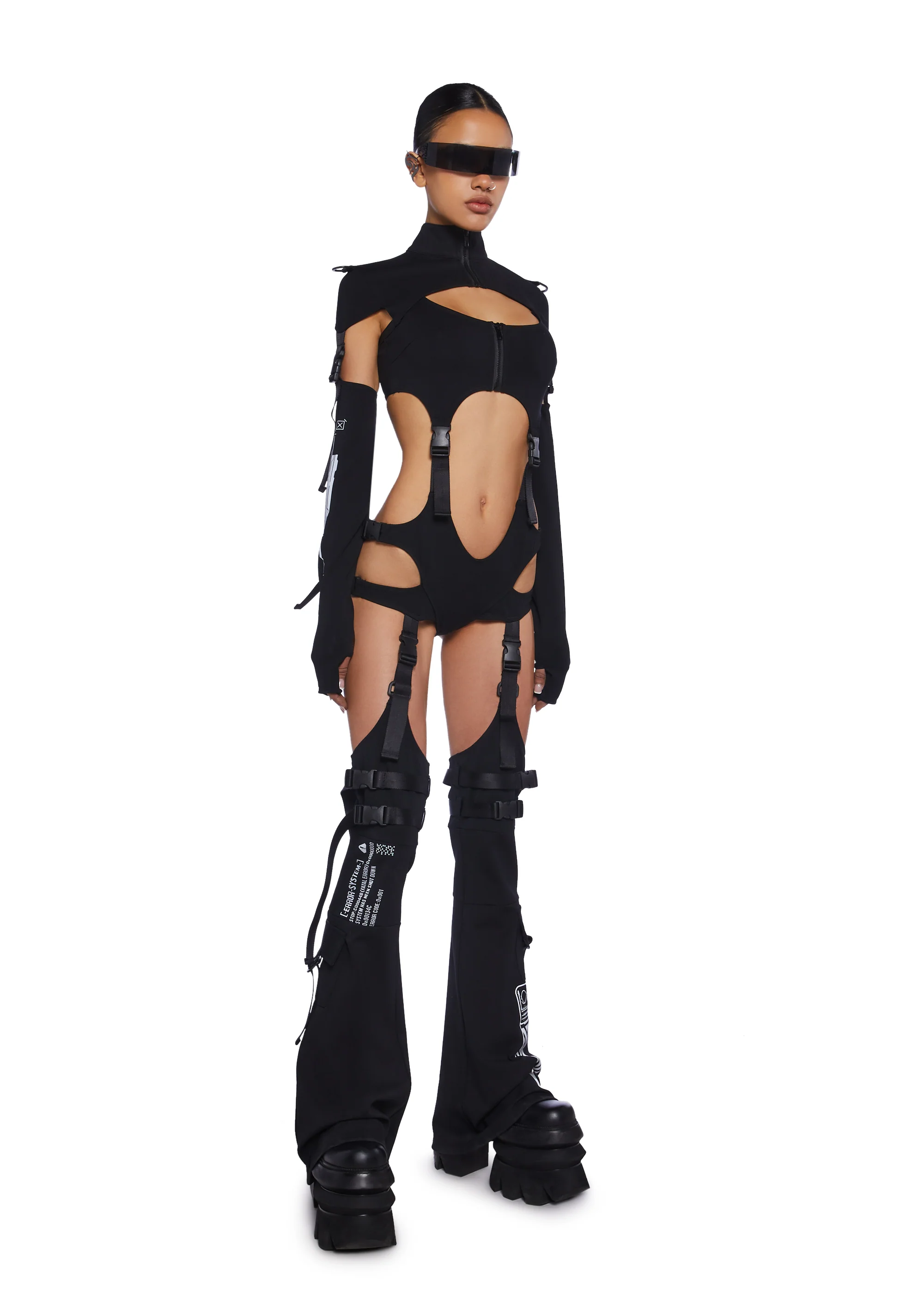Digital Lands Bodysuit And Leg Warmers Set - Black - Image 3