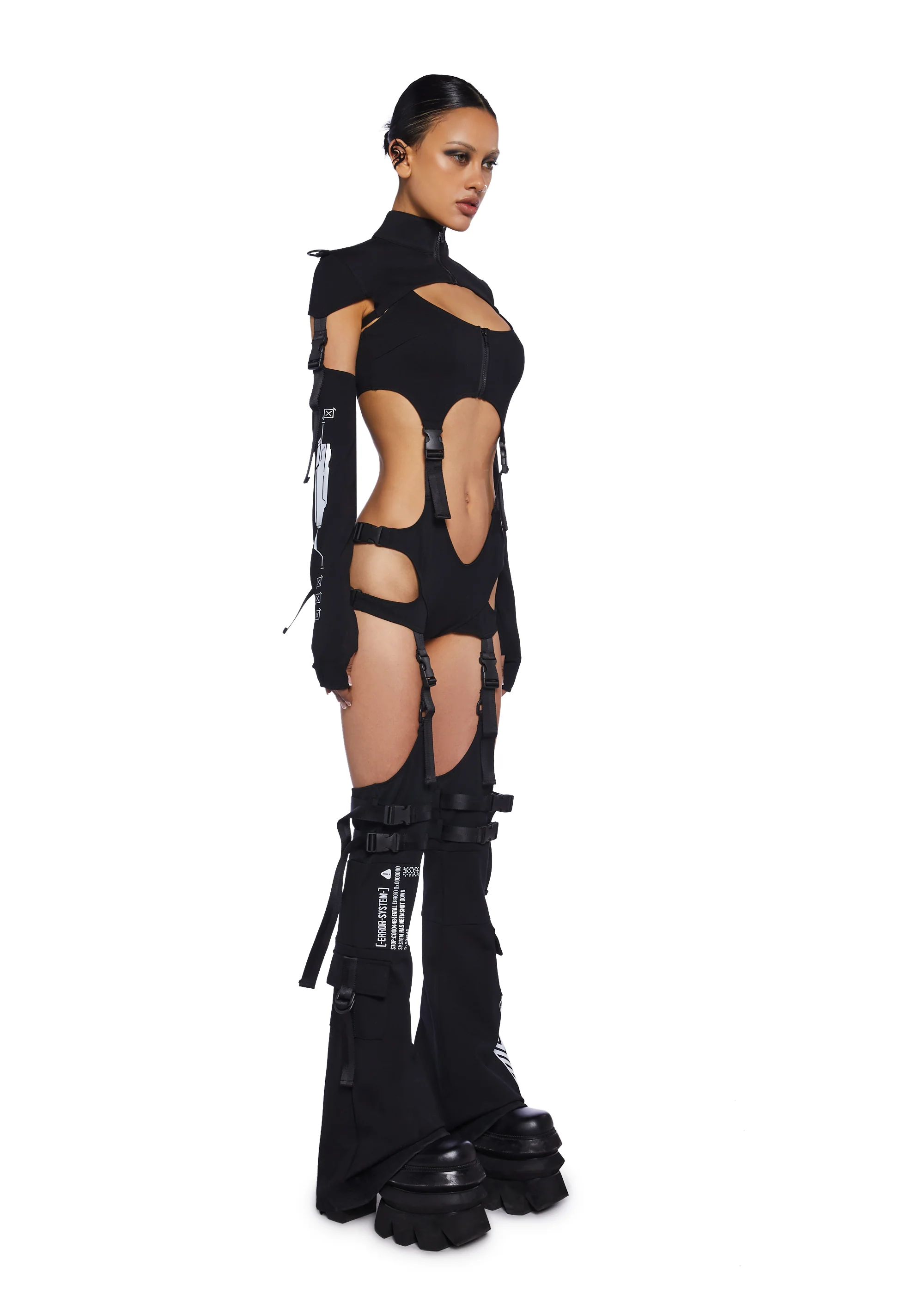 Digital Lands Bodysuit And Leg Warmers Set - Black - Image 4