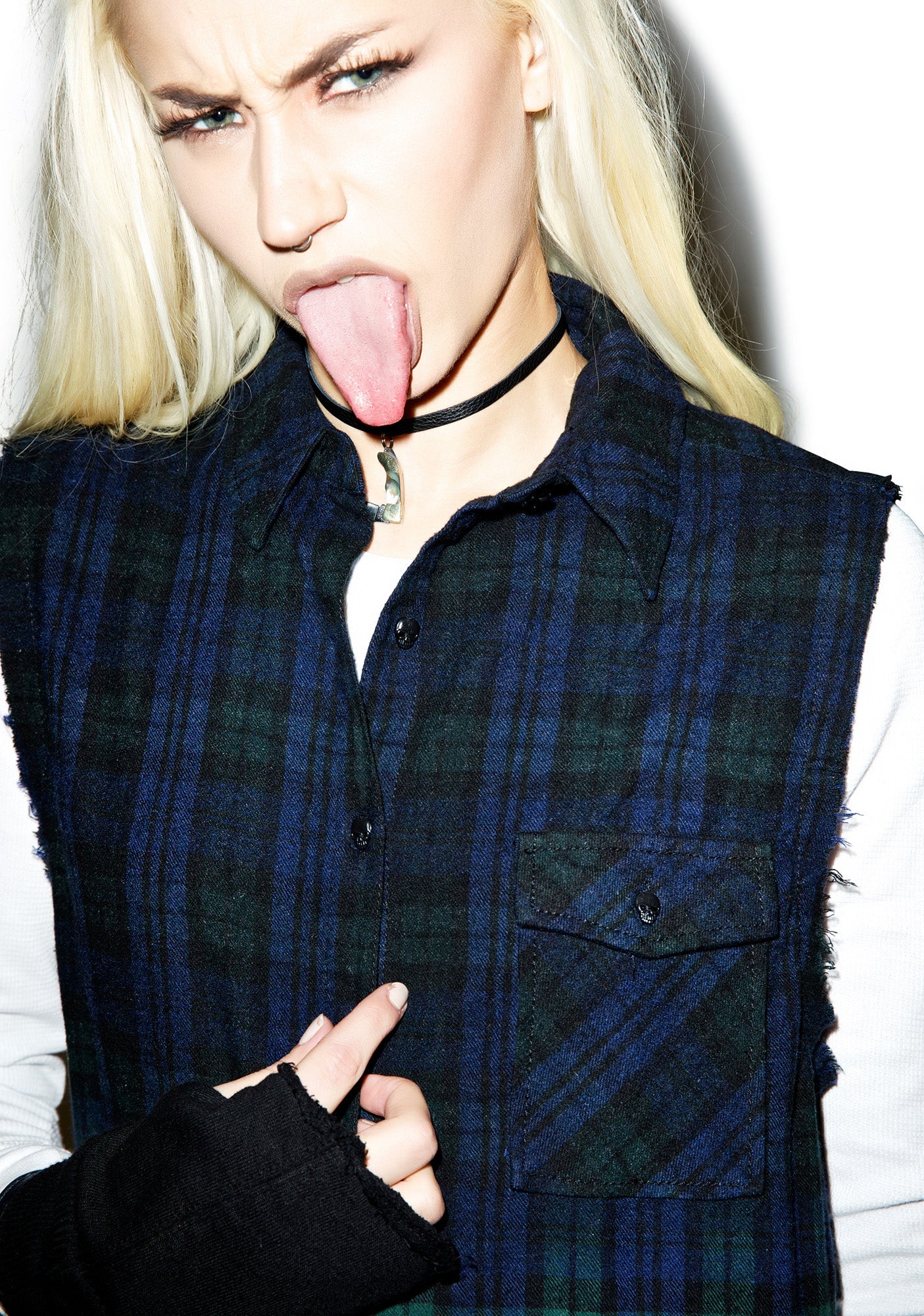 Dip Dye Sleeveless Flannel - Black - Image 3