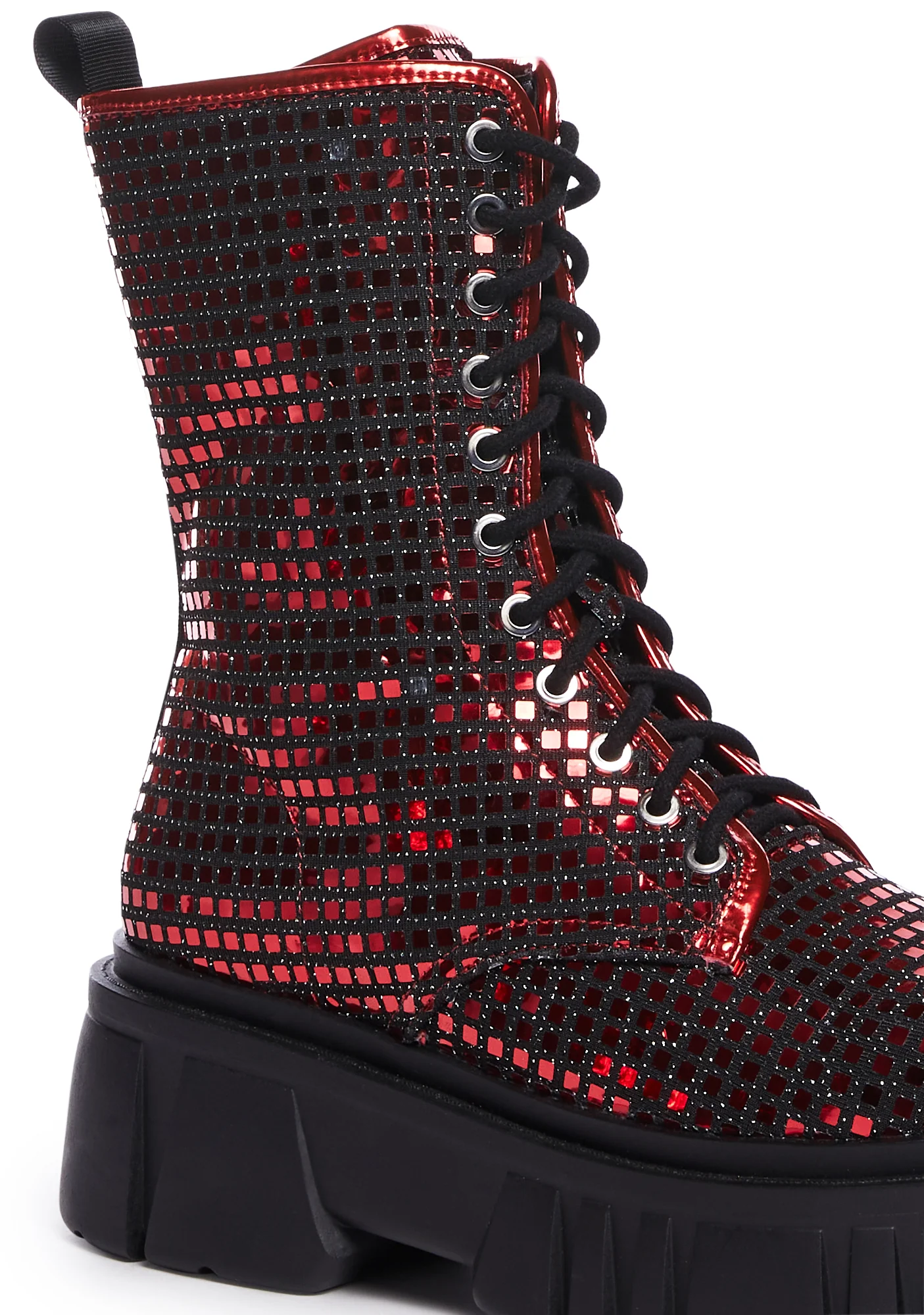 Disco Fusion Combat Boots - Red - Image 2