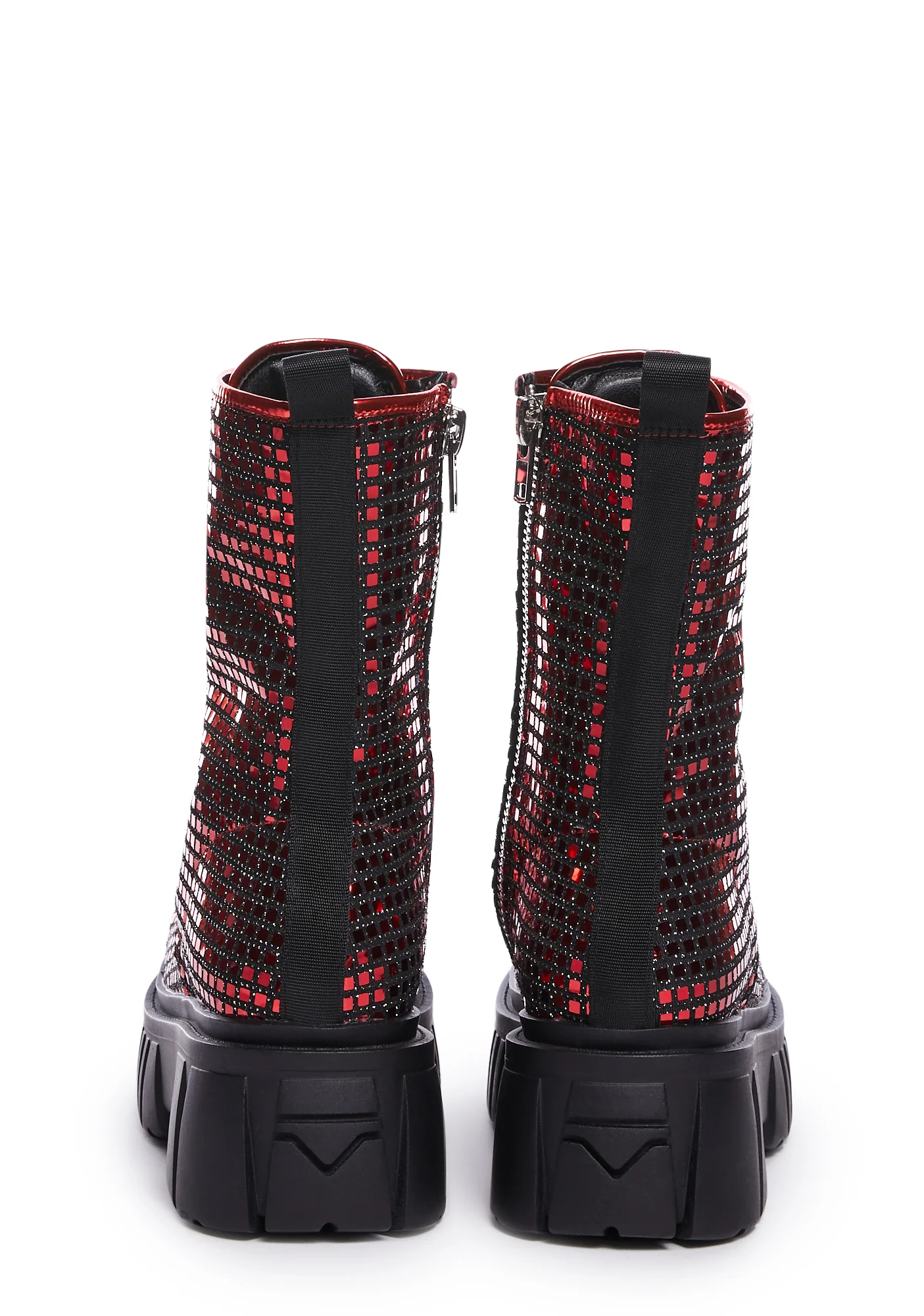 Disco Fusion Combat Boots - Red - Image 4