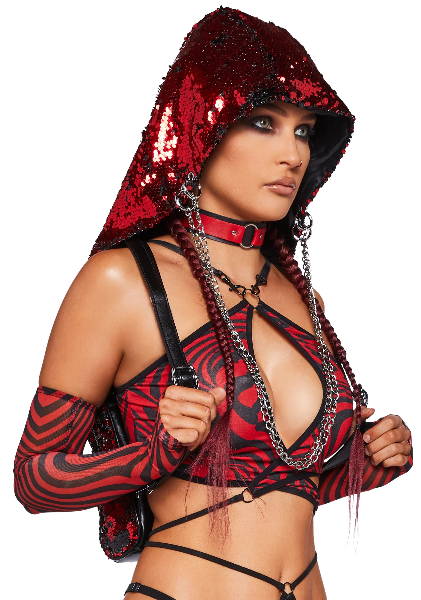 Disco Fusion Hooded Backpack - Red - Image 2