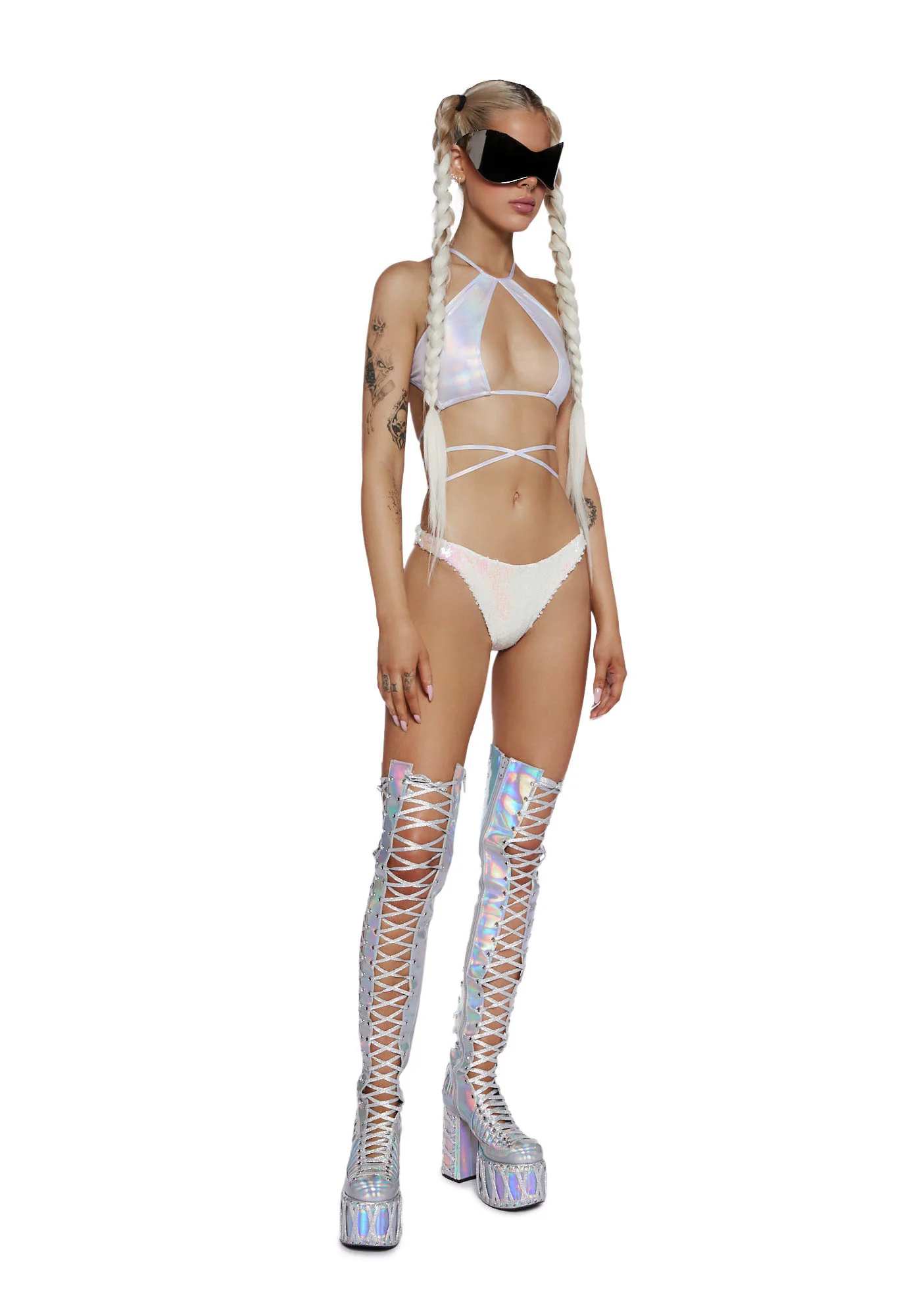 Disco Inferno Bra Top - Silver - Image 2