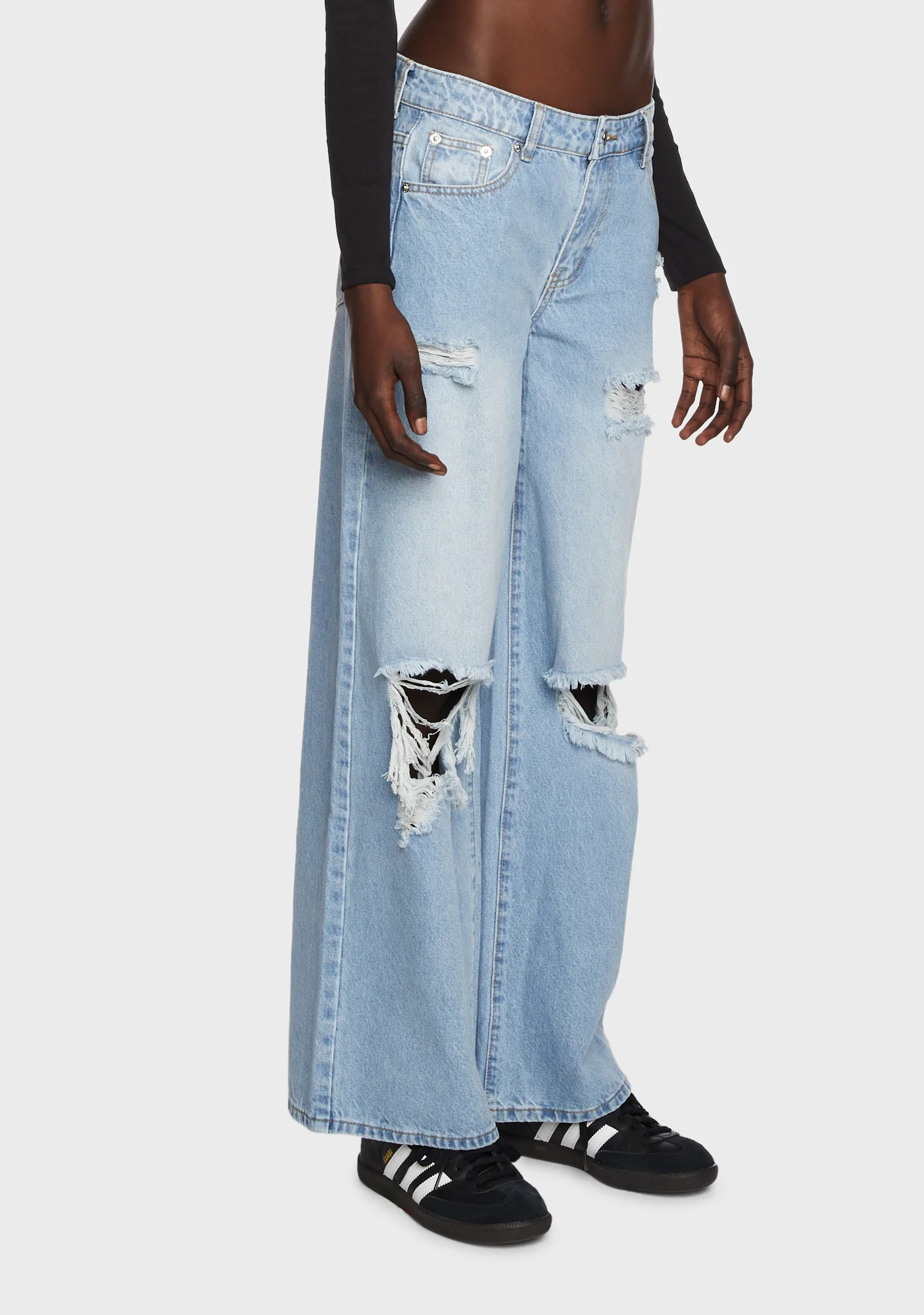 Distressed Low Rise Boyfriend Jeans - Image 3