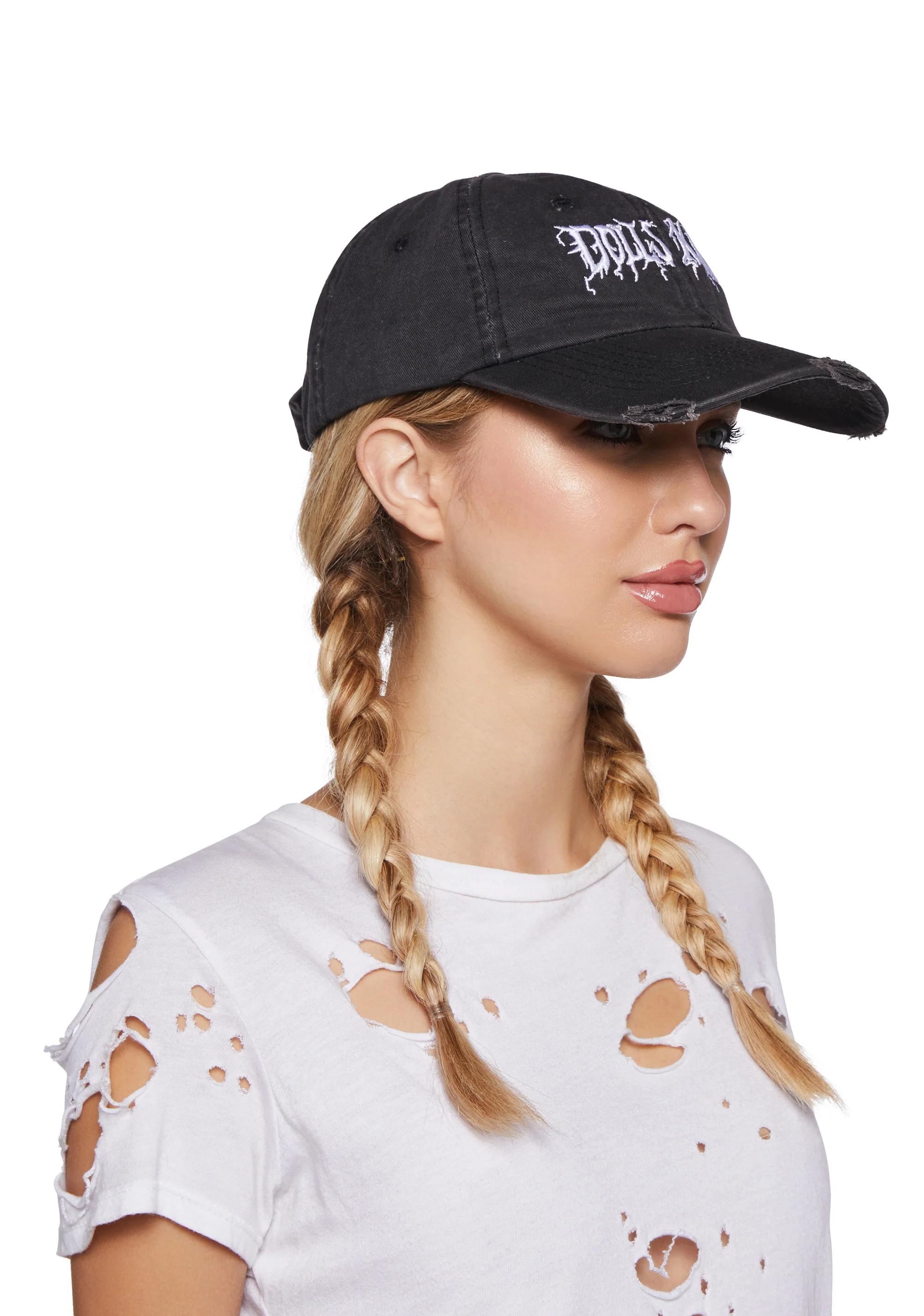 Dolls Kill Distressed Dad Cap - Black - Image 2