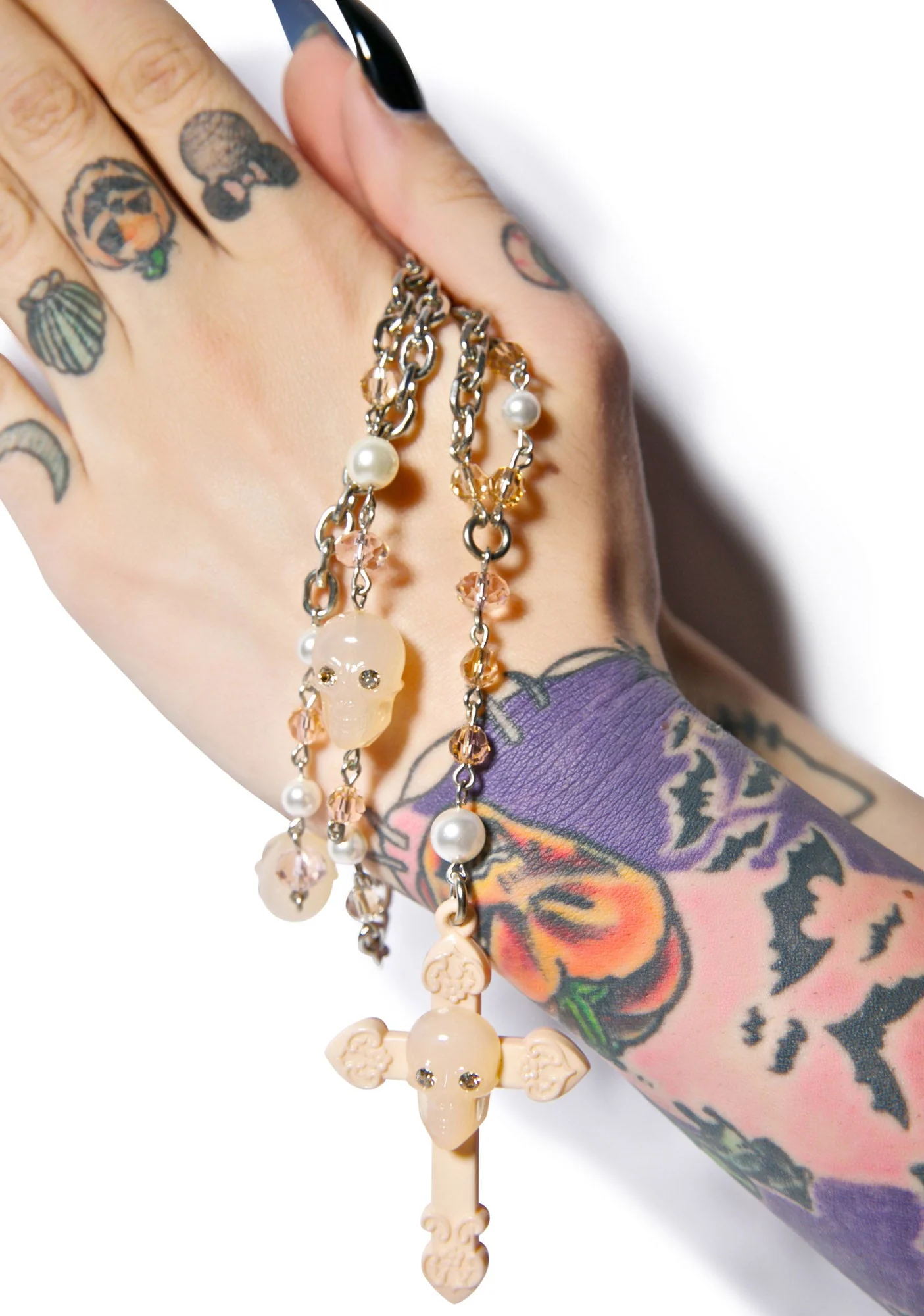 Don't Cross Me Rosary Necklace - Light Brown - Image 9