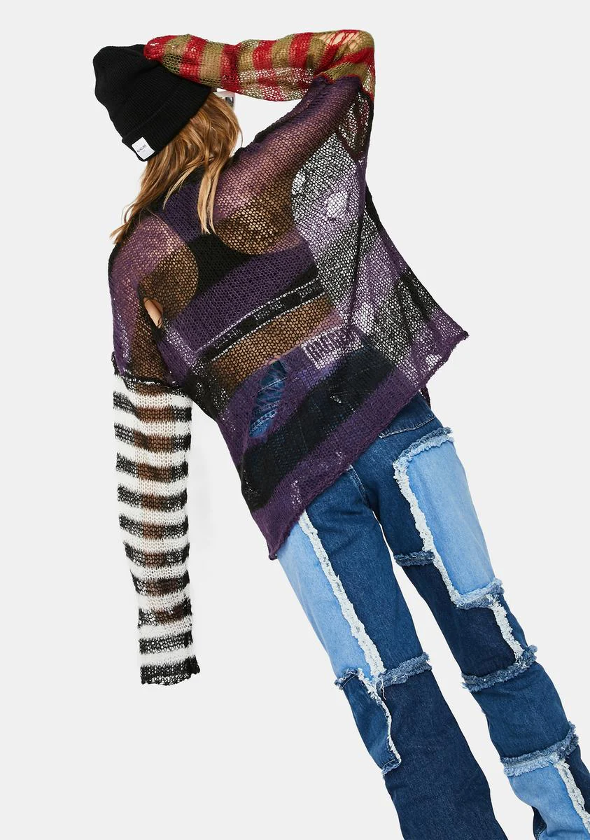 Dork Sheer Knit Striped Sweater - Image 4