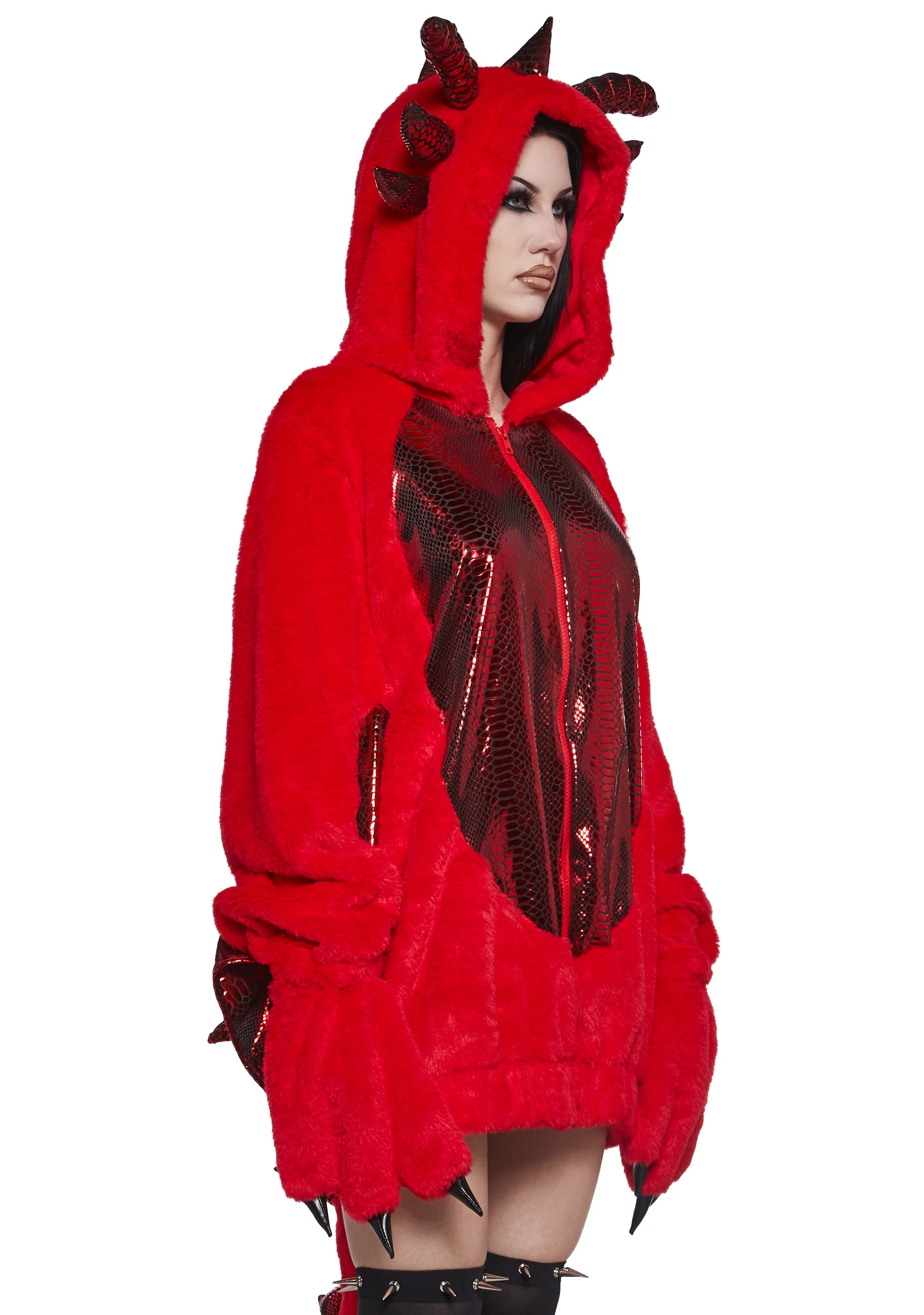 Dragon Fire Faux Fur Hoodie - Image 3
