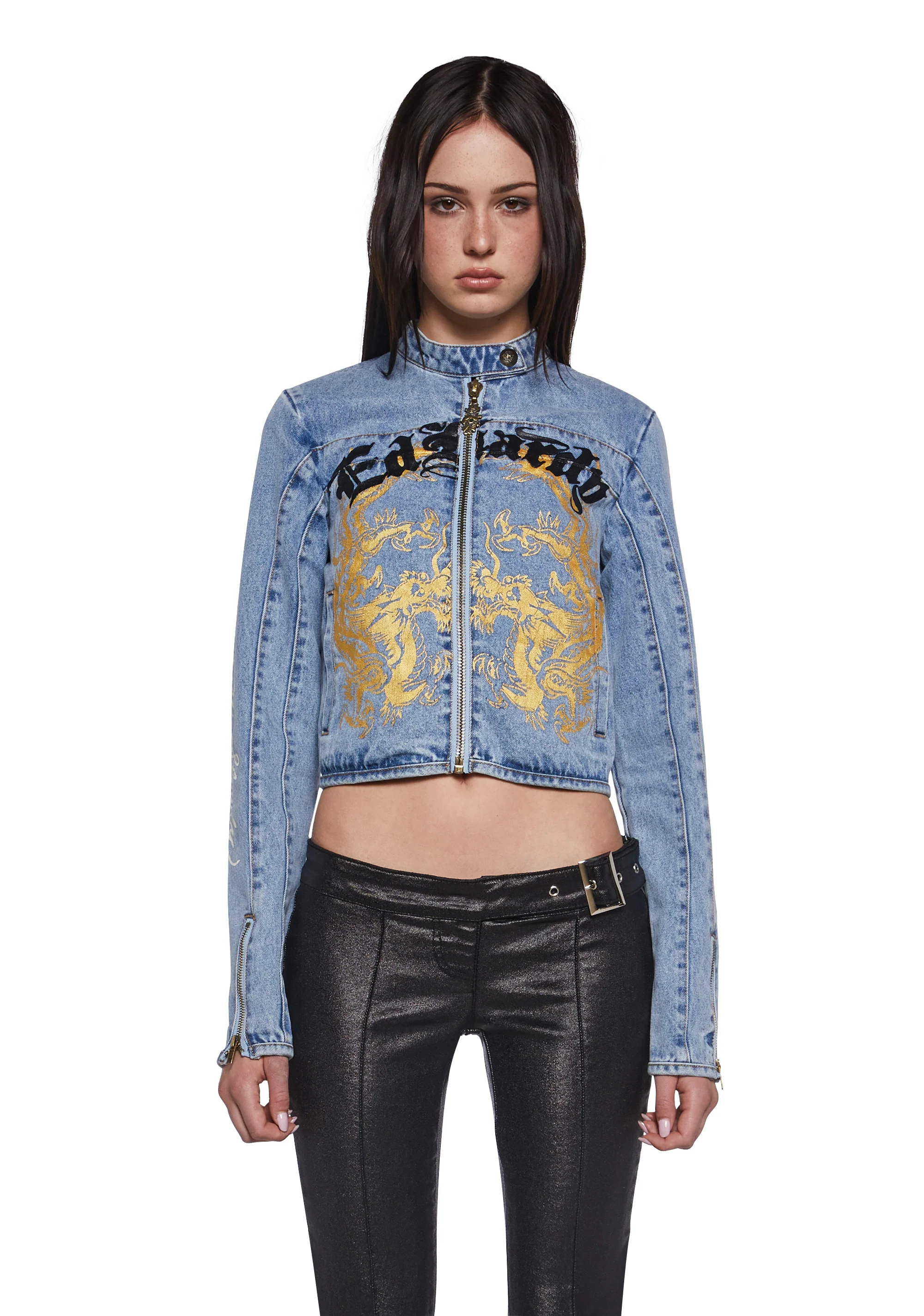 Dragon Panther Denim Moto Jacket - Image 4