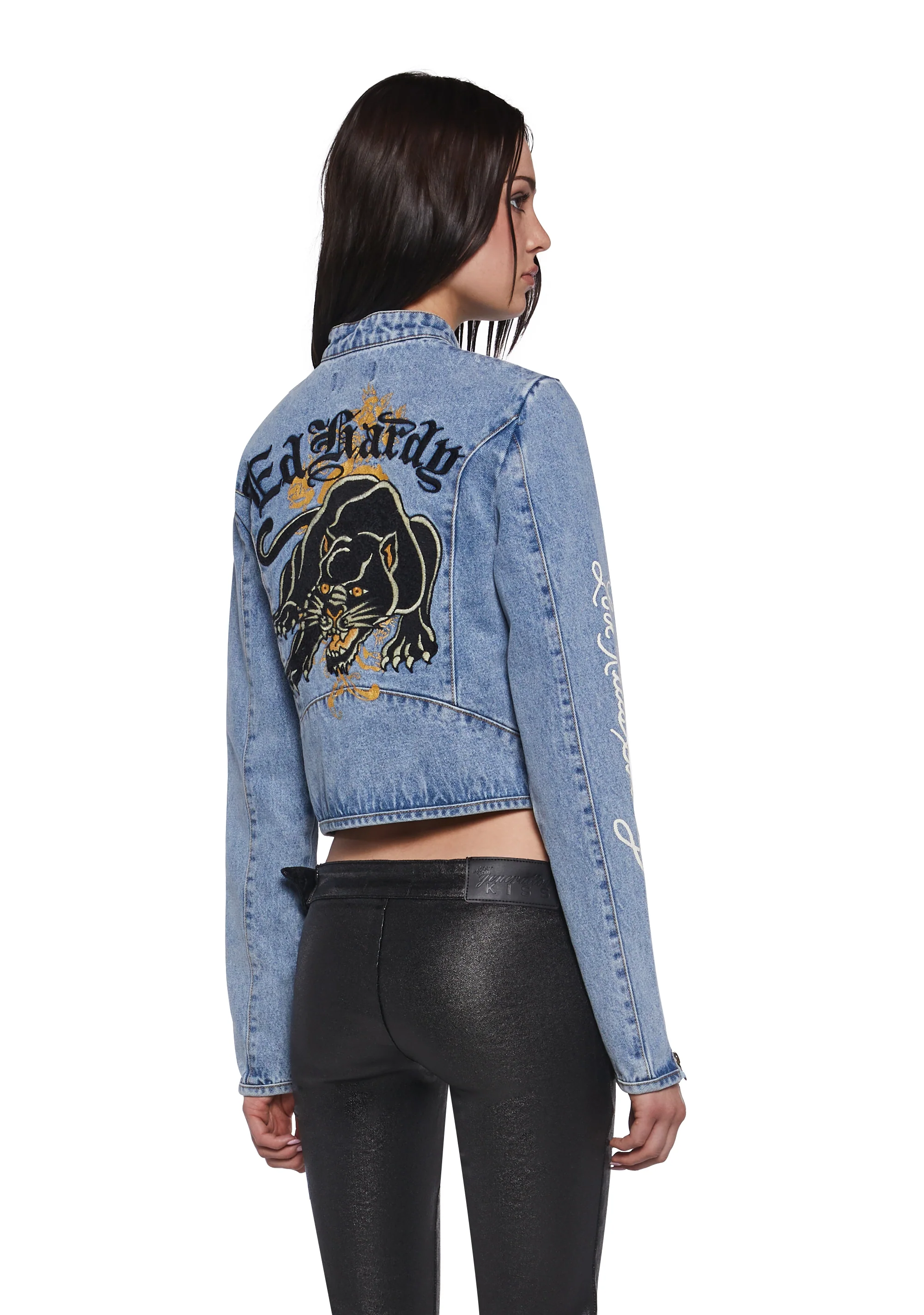 Dragon Panther Denim Moto Jacket - Image 7
