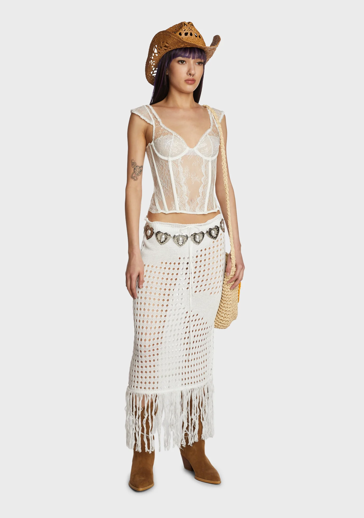 Dream Weaver Crochet Skirt - White - Image 2