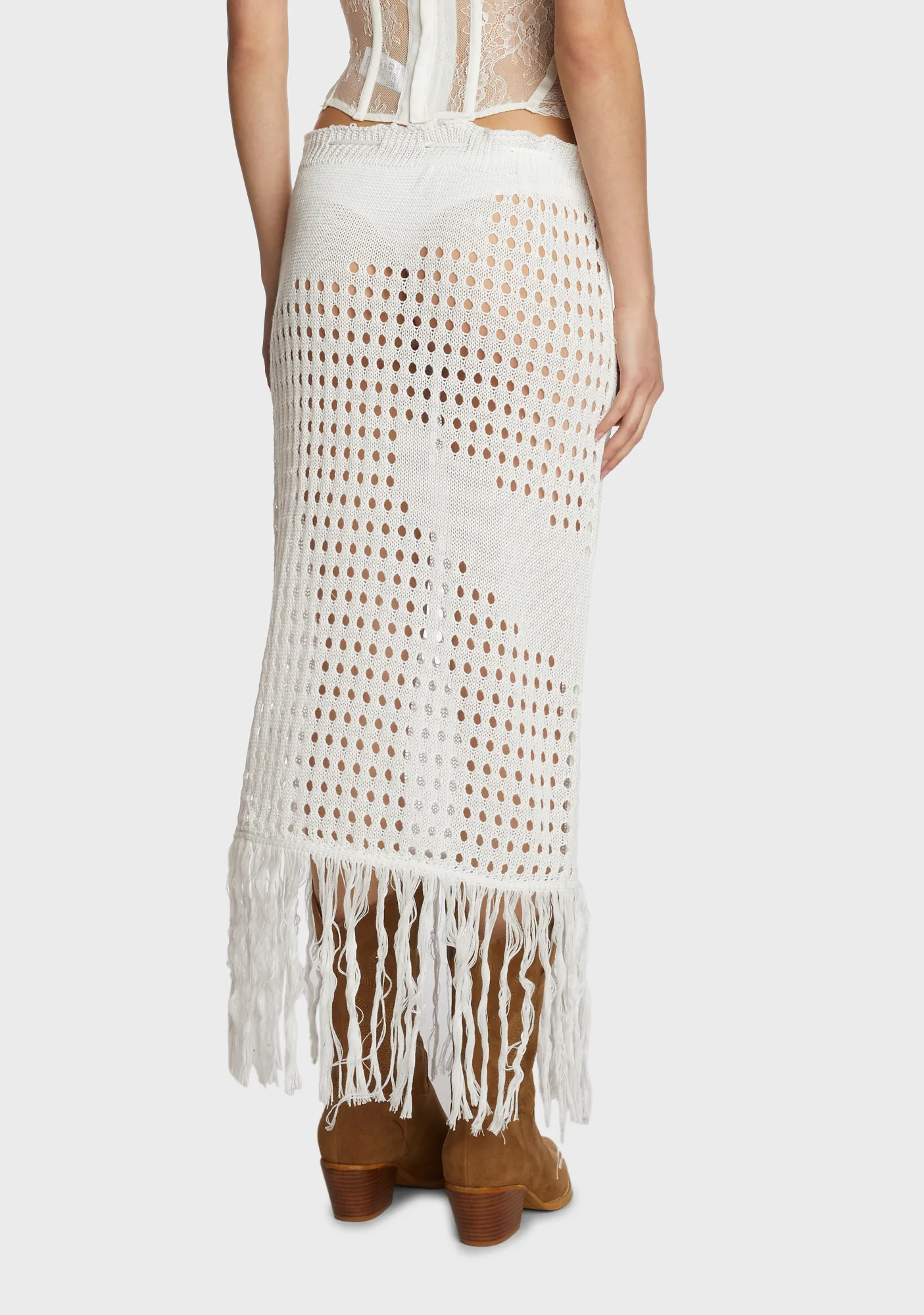 Dream Weaver Crochet Skirt - White - Image 4