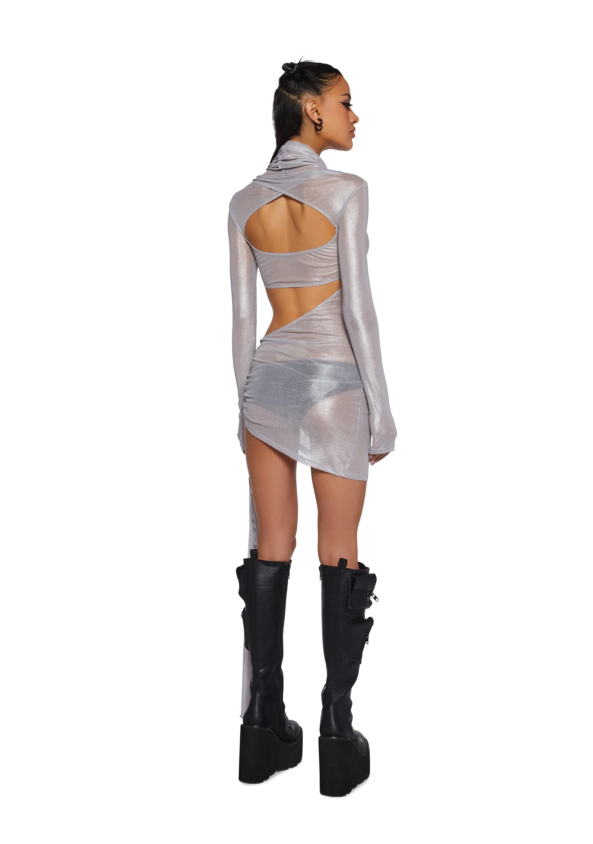 Dreamland Dancer Bodycon Dress - Silver - Image 4