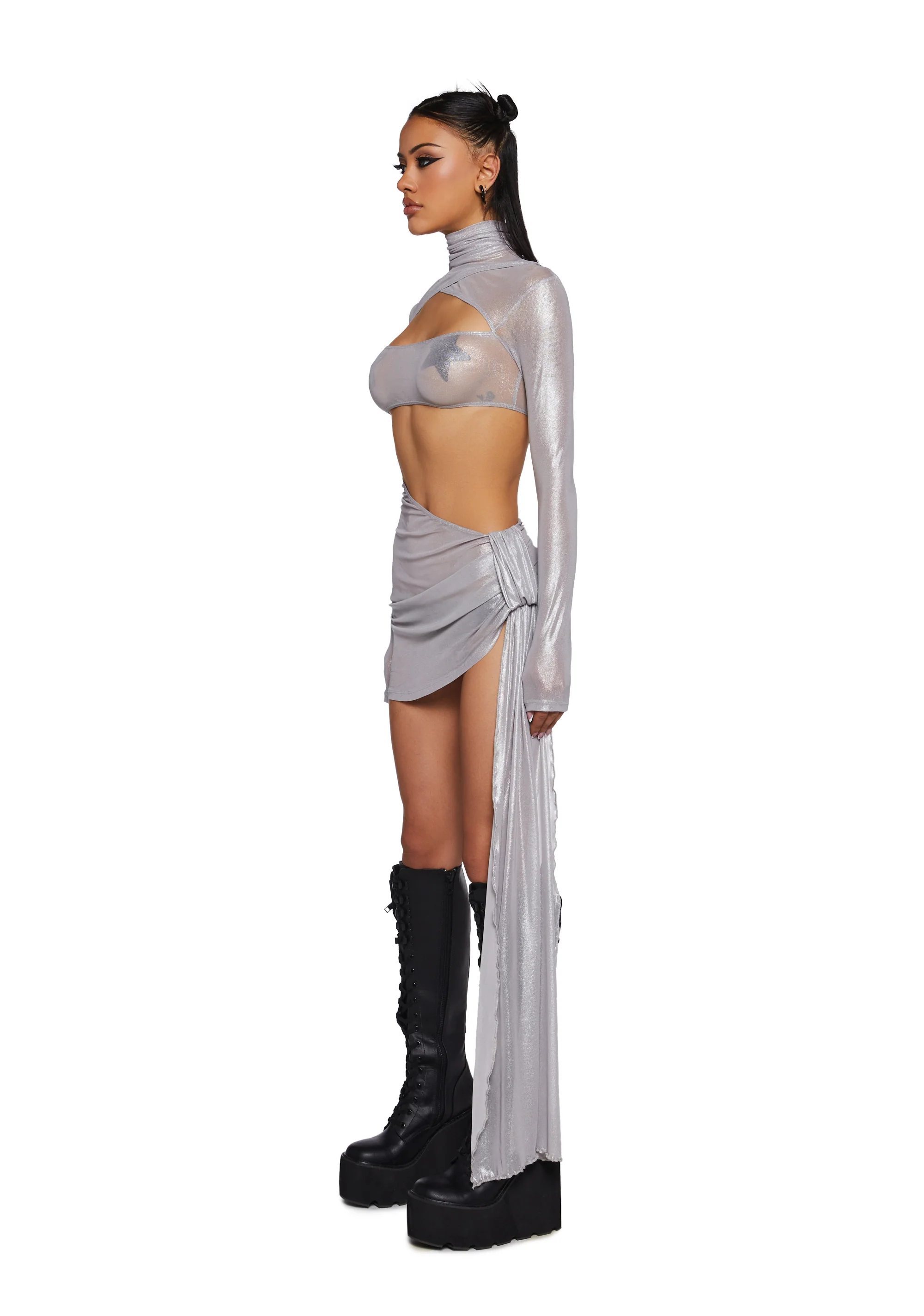 Dreamland Dancer Bodycon Dress - Silver - Image 5