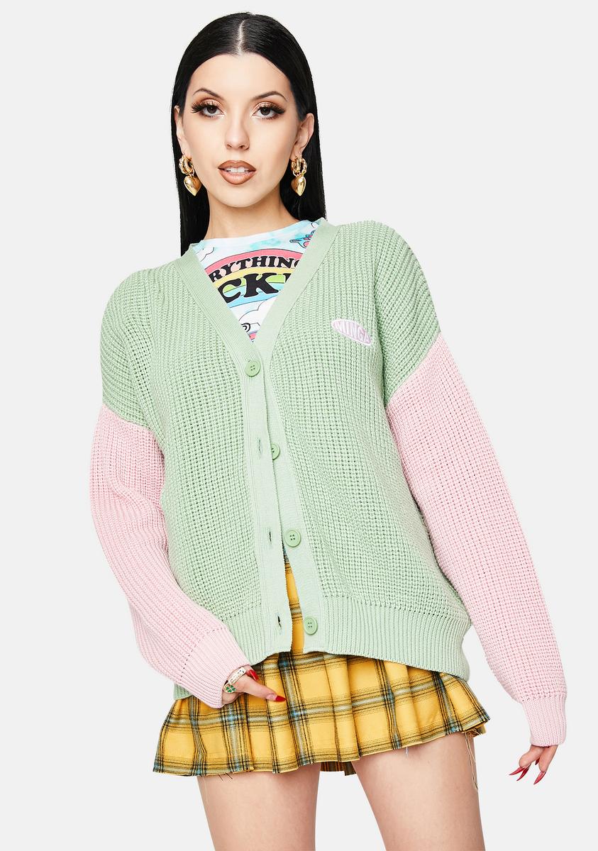 Dreamy Contrast Knitted Cardigan - Image 2