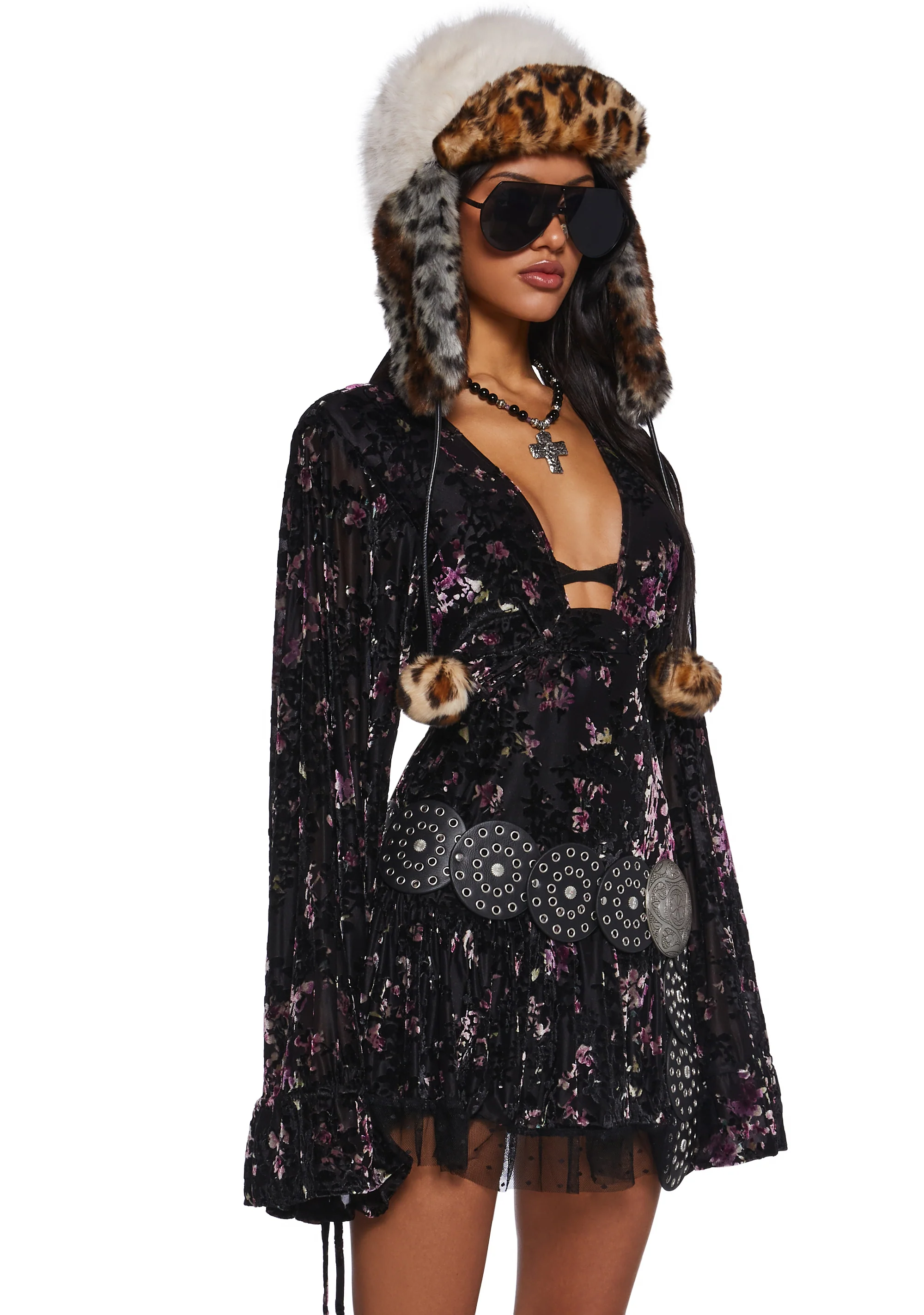 Dreamy Dusk Mini Dress - Black Velvet - Image 3