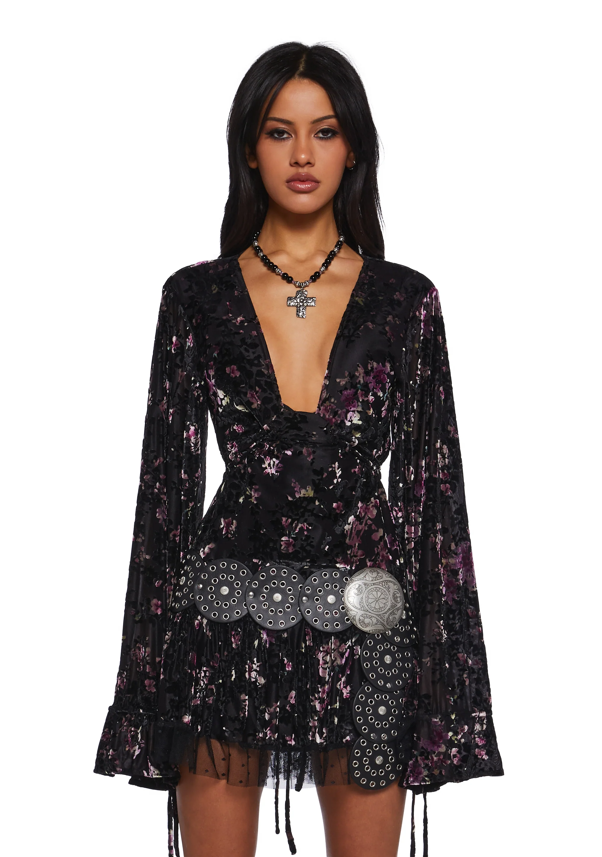 Dreamy Dusk Mini Dress - Black Velvet - Image 4