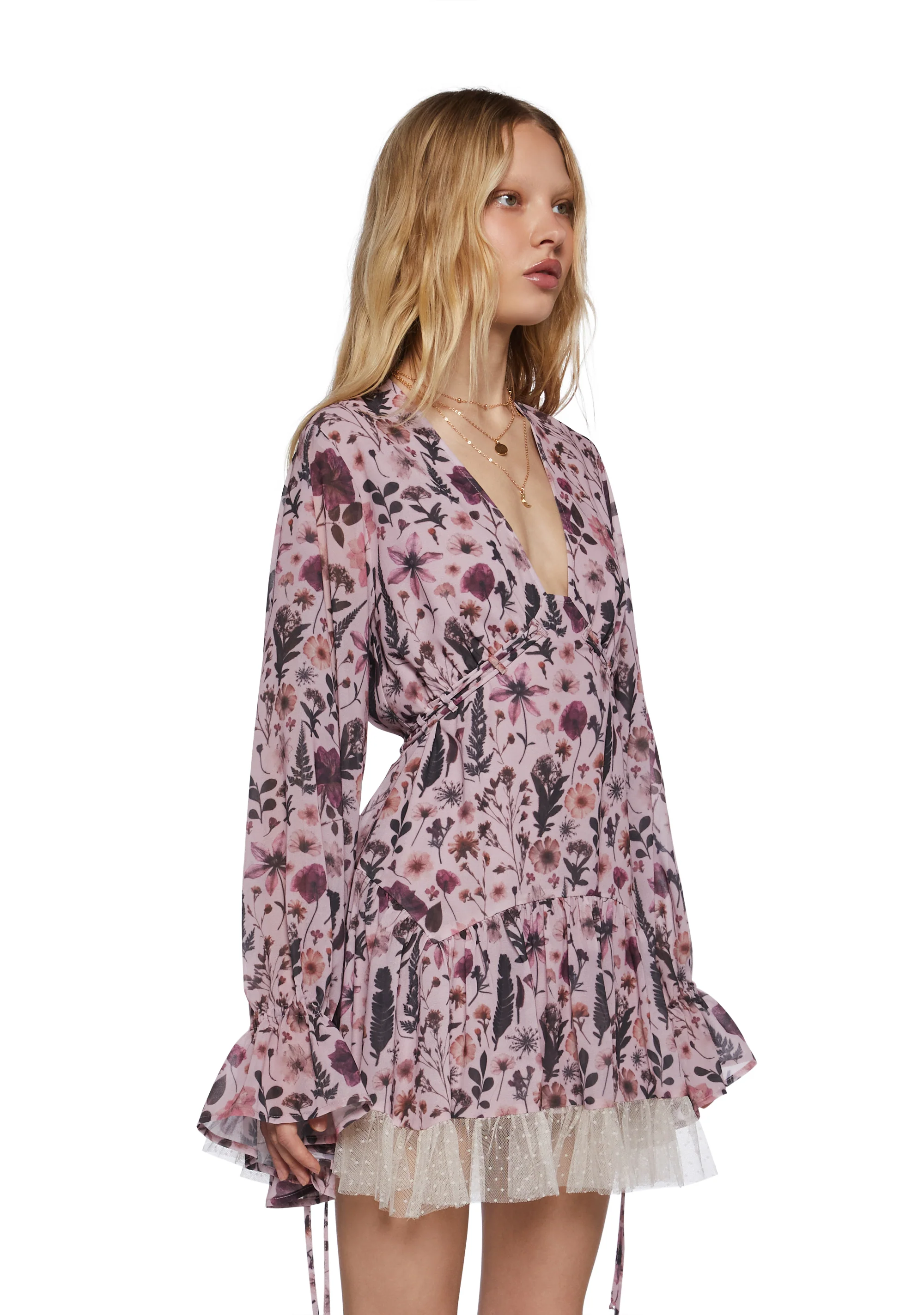 Dreamy Dusk Mini Dress - Floral - Image 3