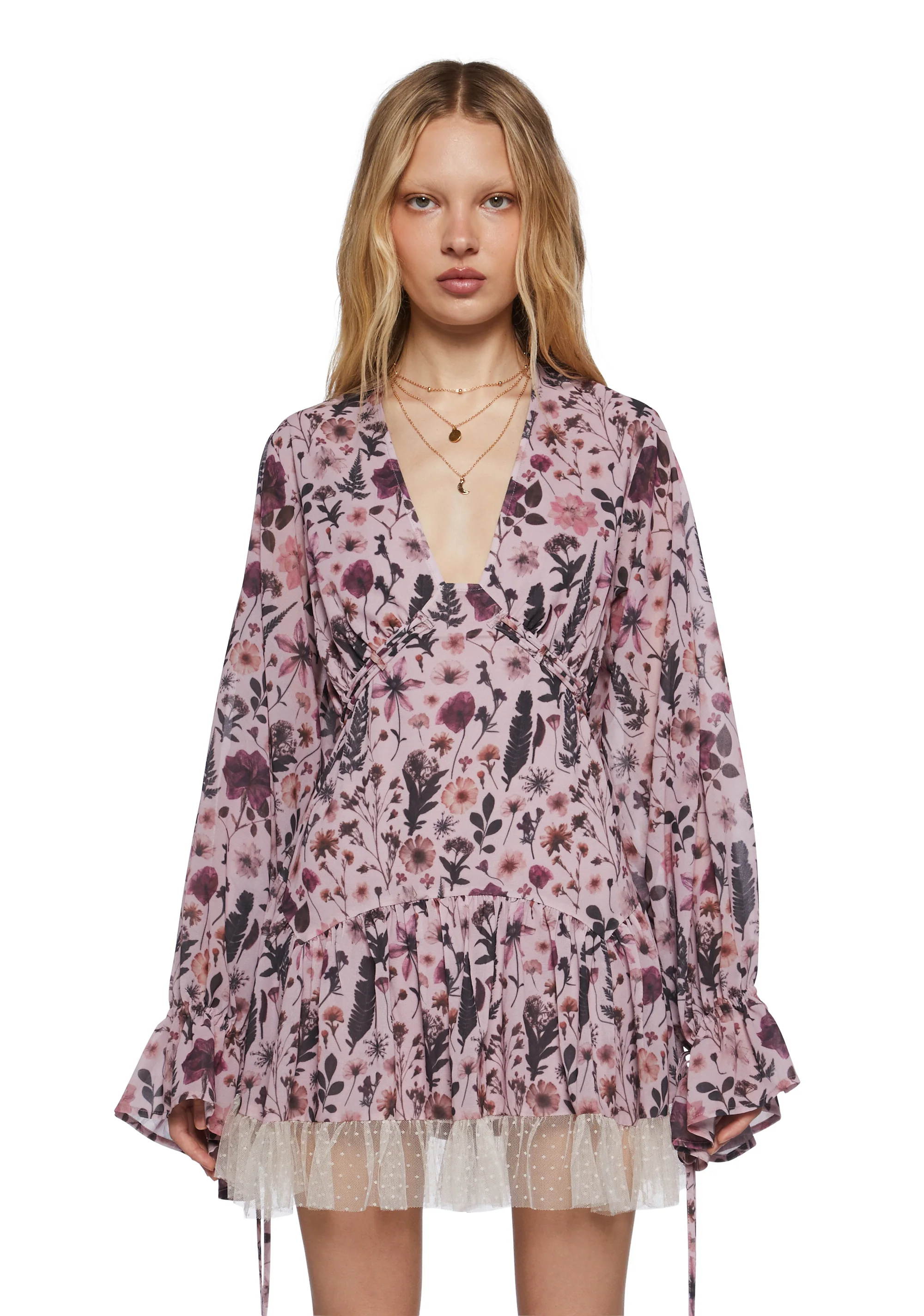 Dreamy Dusk Mini Dress - Floral - Image 4