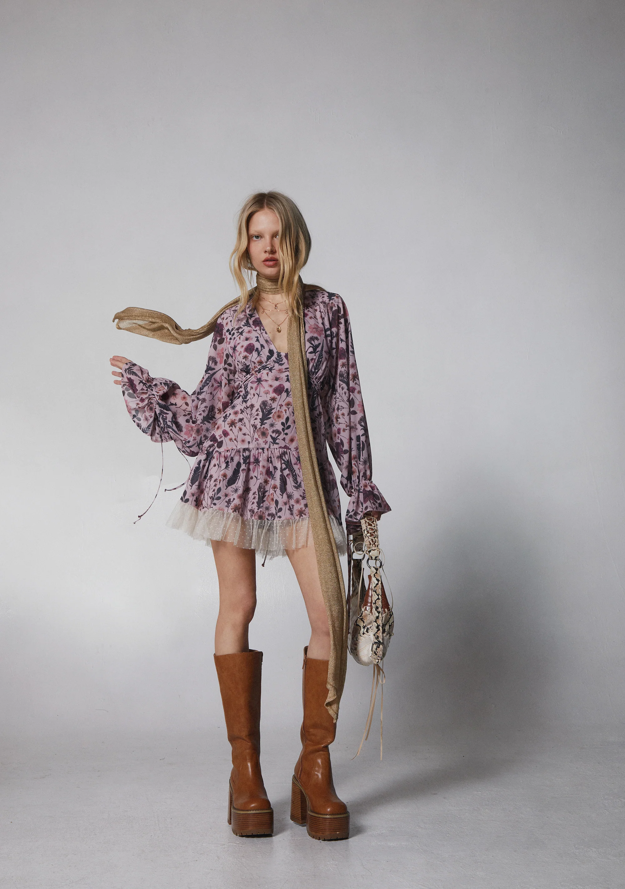 Dreamy Dusk Mini Dress - Floral - Image 8