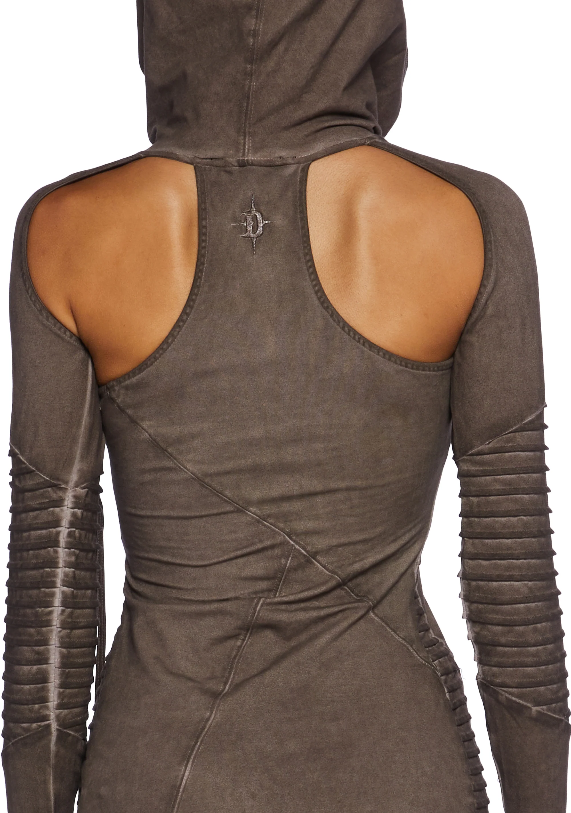 Frequency Asymmetrical Hooded Mini Dress - Earthen - Image 6
