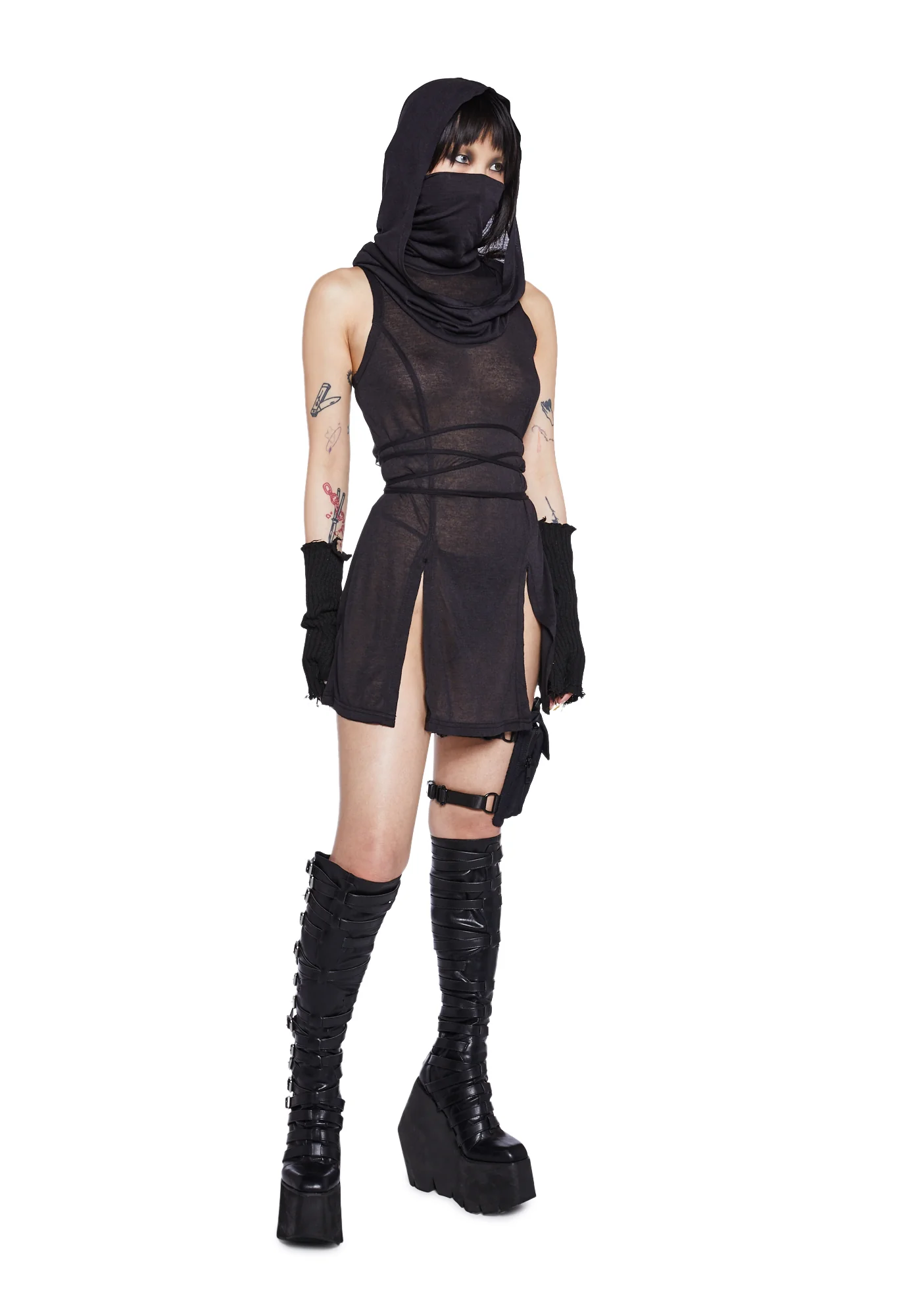 Echo Sheer Hooded Mini Dress - Image 2