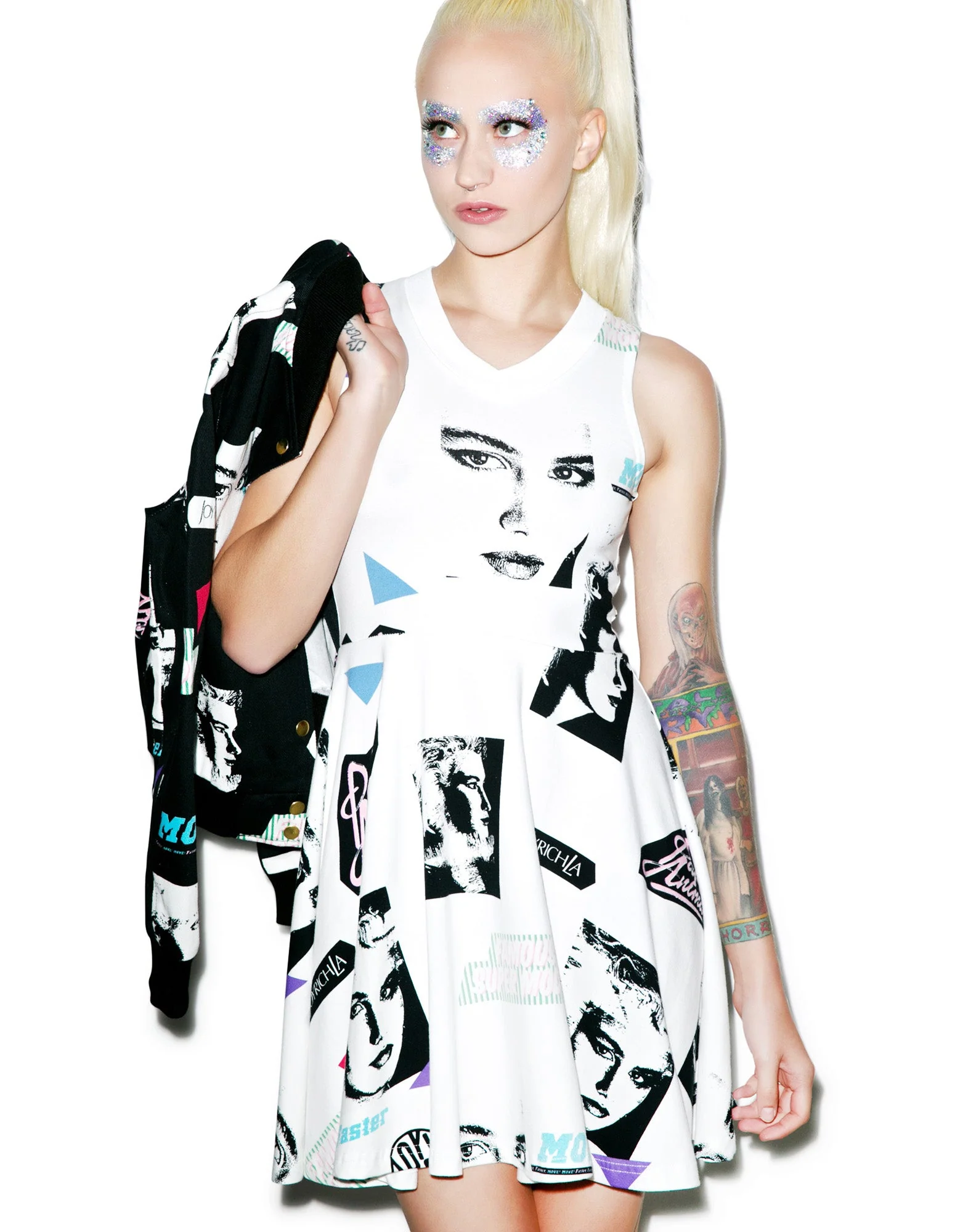 Editorial Map Tennis Dress - Black - Image 6